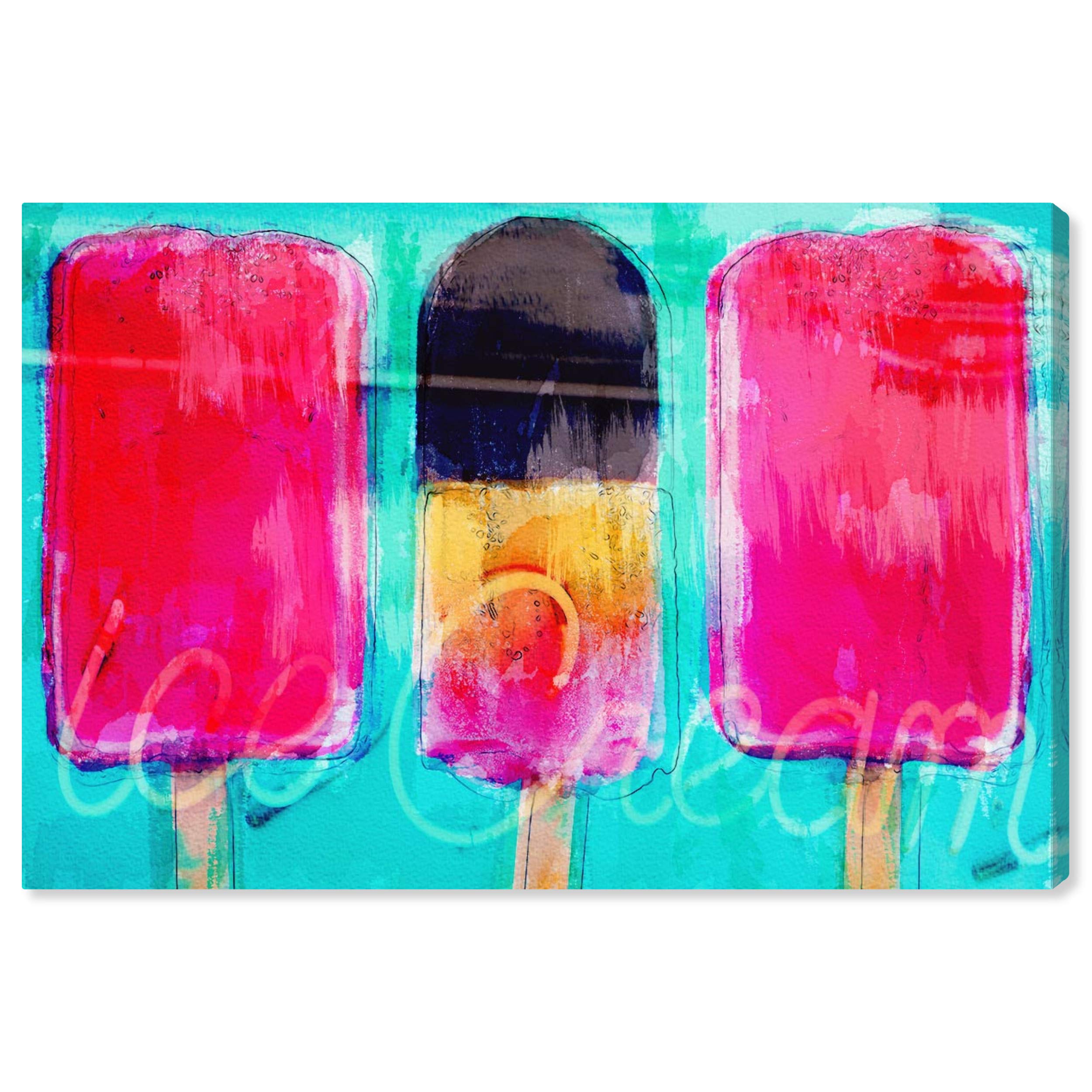 Oliver Gal Artist Co. Glamcicle Kitchen Wall Art - 45x30 Inch Pink & Blue Canvas Print for Modern Home Decor | Perfect for Dining Room, Cafe, Restaurant & Kitchen Wall Decoration