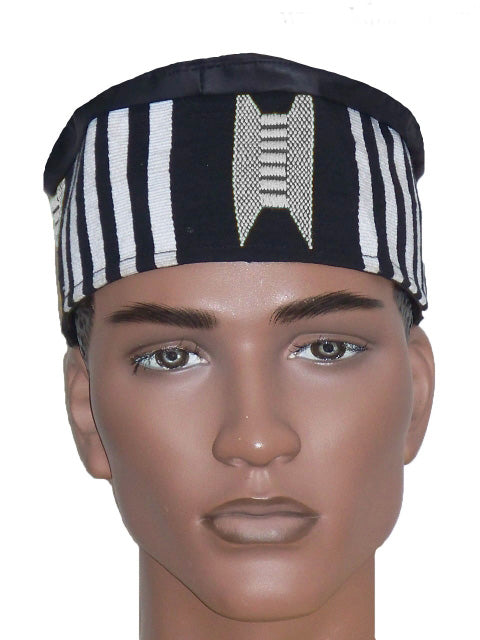 Handmade Leather Look Handwoven Kente Hat for Men & Women - African Style Fashion Accessory for Parties, Weddings & Cultural Events - DPH594