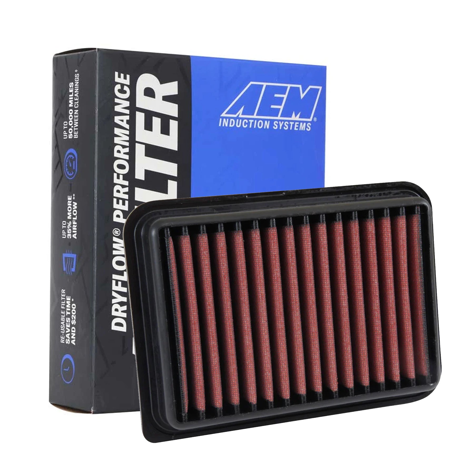 AEM 28-20360 Dryflow Washable Air Filter - High Performance Reusable Air Filter for Cars, Trucks & SUVs - Perfect for Off-Roading, Racing & Daily Driving