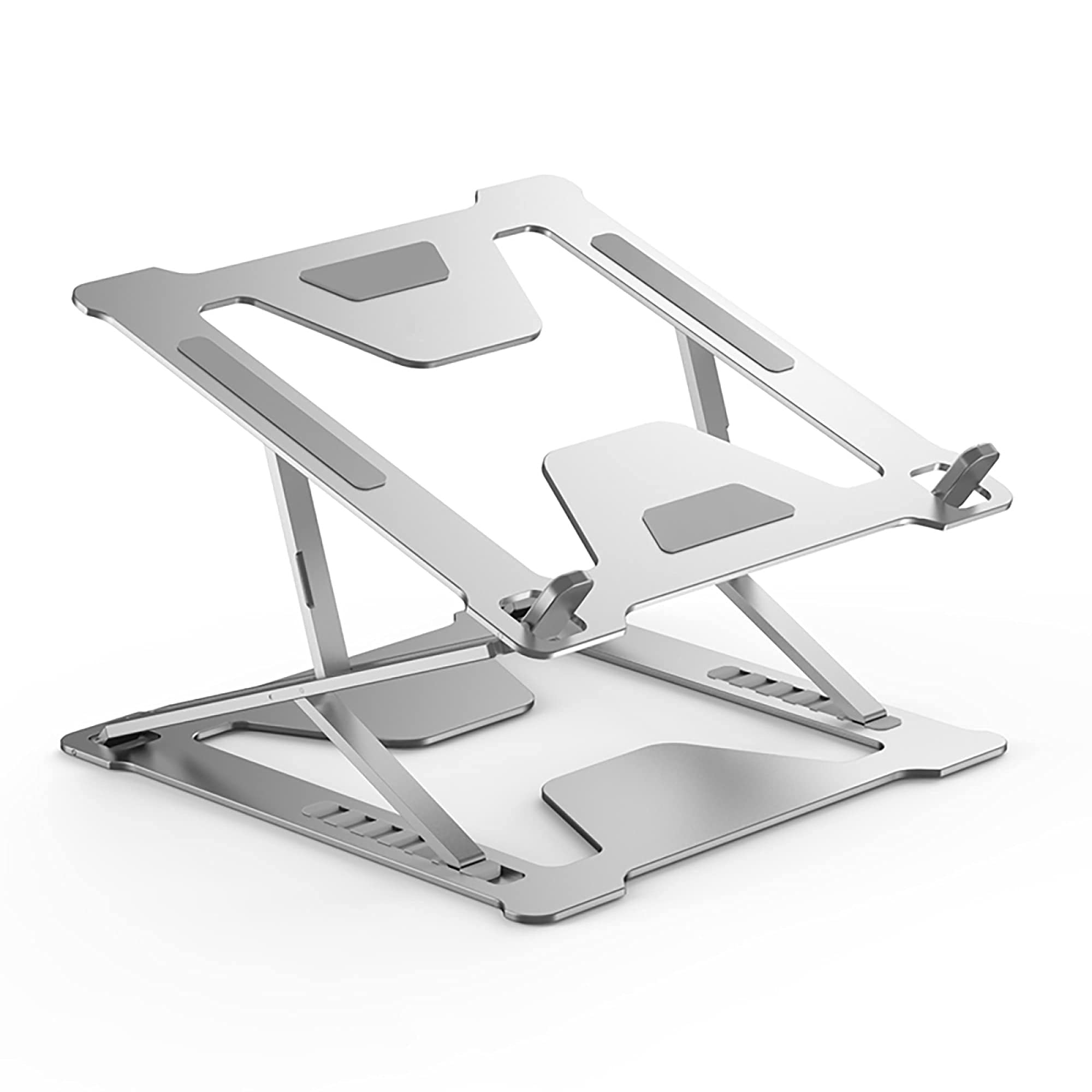 Portable Adjustable Laptop Stand - Foldable Aluminum Alloy Cooling Base for Laptops up to 17 Inches, Silver (238x265x25mm) - Ideal for Home, Office, and Travel Use