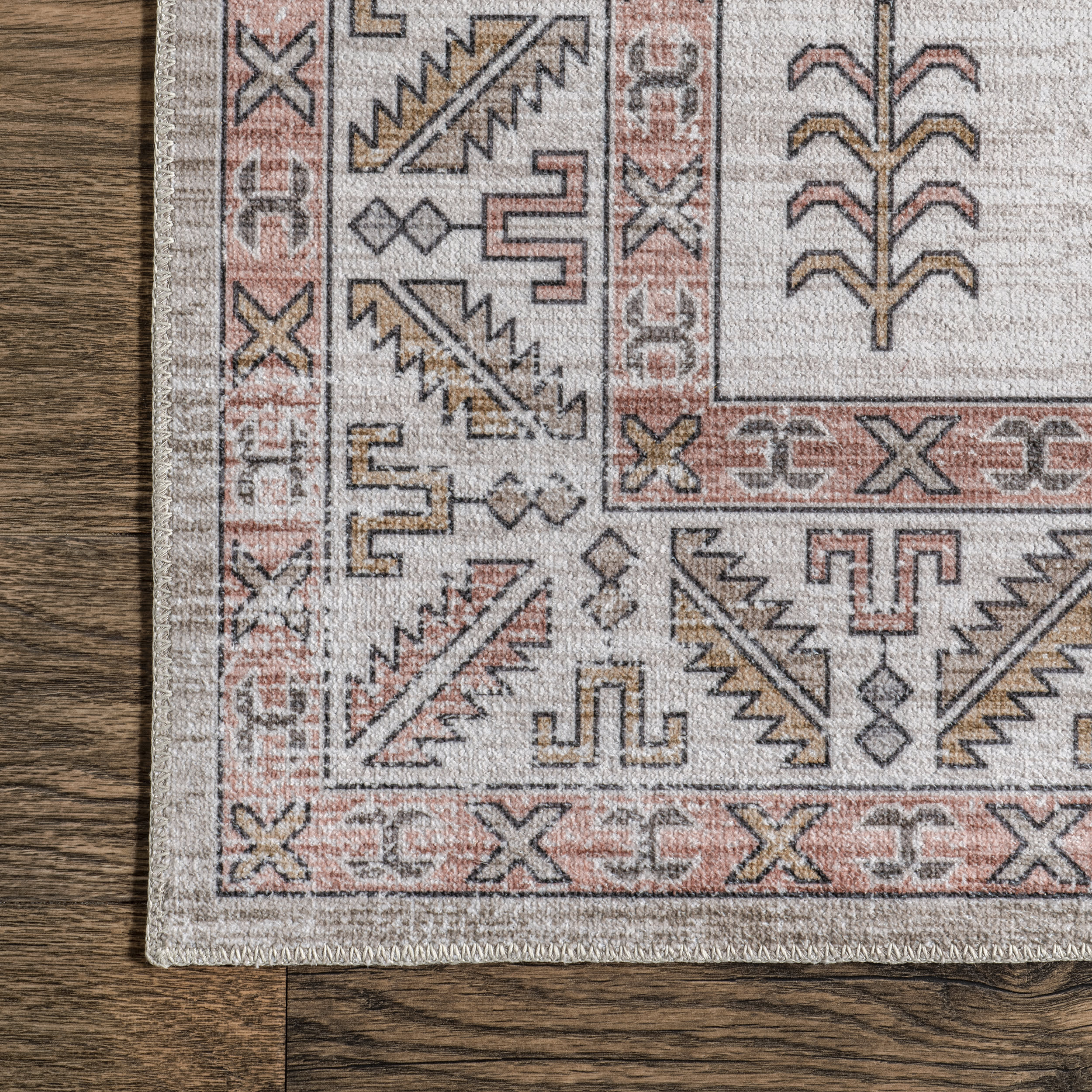 Eboni Traditional Washable Rug - Soft Beige Area Rug for Living Room, Bedroom & Dining Room | Machine Washable & Stain Resistant
