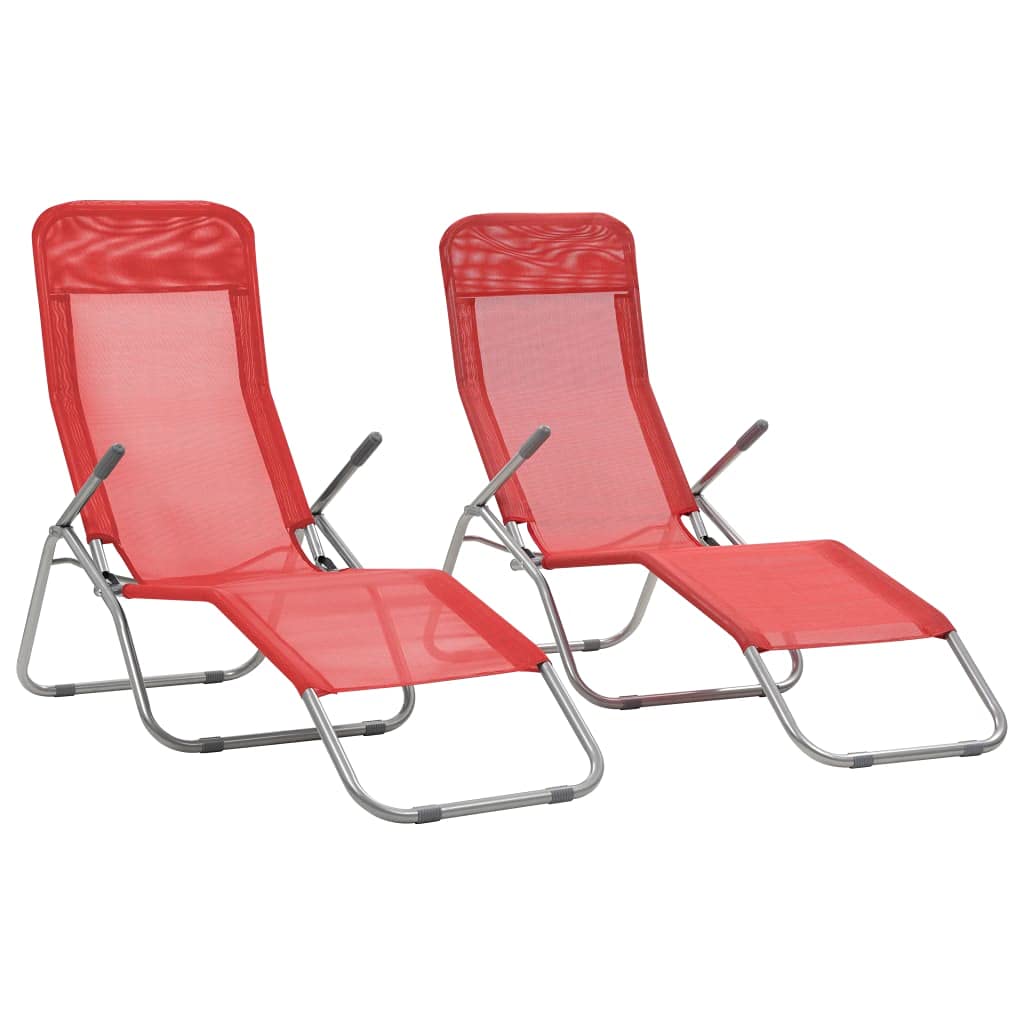 2 Pack Folding Sun Loungers - Textilene Chaise Lounge Chairs, Portable Outdoor Recliners for Backyard, Poolside, Beach & Patio - Blue Garden Lounge Chairs for Relaxing in Sun