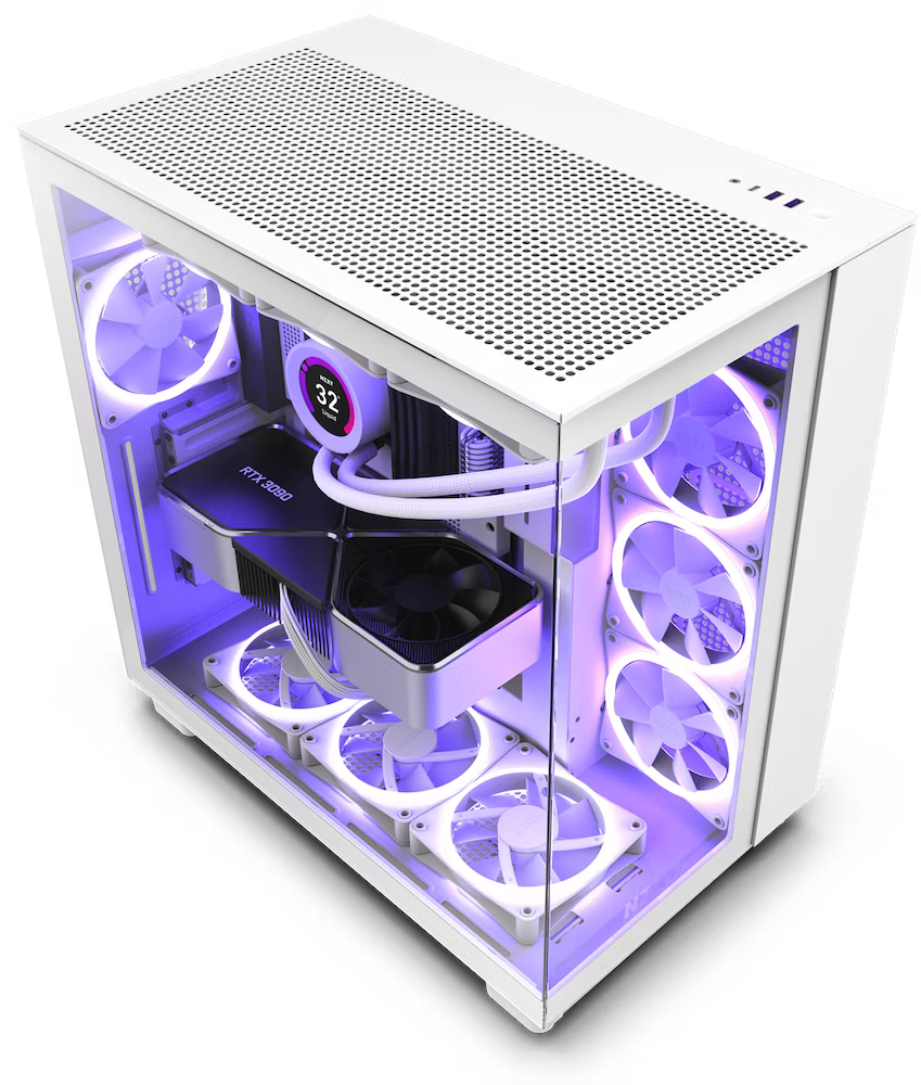 GX11 H9 FLOW White PC Case - Premium ATX Mid Tower Chassis with Tempered Glass & RGB Lighting for Gaming & Workstation Builds