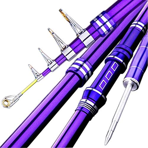 Super Hard Carbon Fiber Telescopic Fishing Rod Kit - 2.4M Purple Carp & Feeder Spinning Pole with Lure | Complete Fishing Gear Set for Beginners | Perfect for Freshwater, Lake & River Fishing Adventures