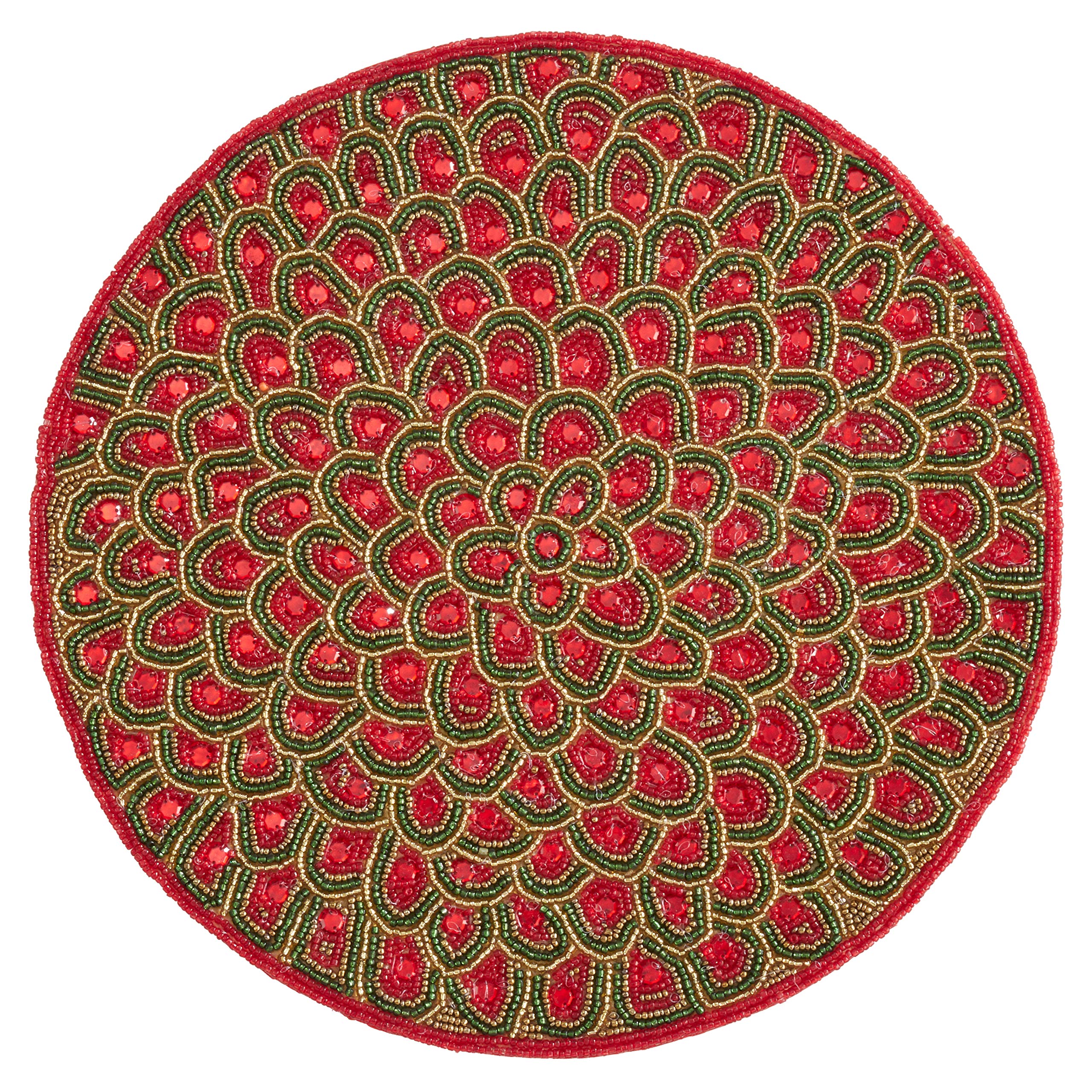 Elegant Beaded Placemats Set of 4 - Handwoven Boho Table Mats for Dining Room Decor, Wedding & Holiday Table Settings