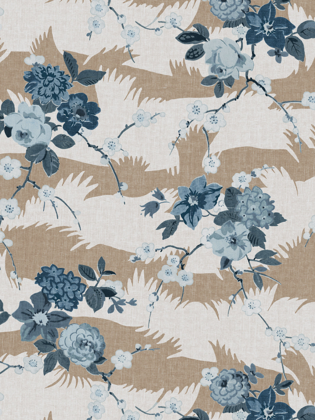 Nathan Turner Dora Chintz Wallpaper - Premium Taupe Blue Floral Pattern for Living Room, Bedroom & Nursery Decor