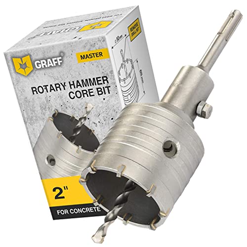 2 Inch Core Drill Bit for Hammer Drill - SDS Plus Hole Saw for Concrete, Masonry, Cement & Brick - Rotary Hammer Drill Bit with 6x110mm Center Drill (50mm) - Perfect for Construction, Renovation & DIY Projects