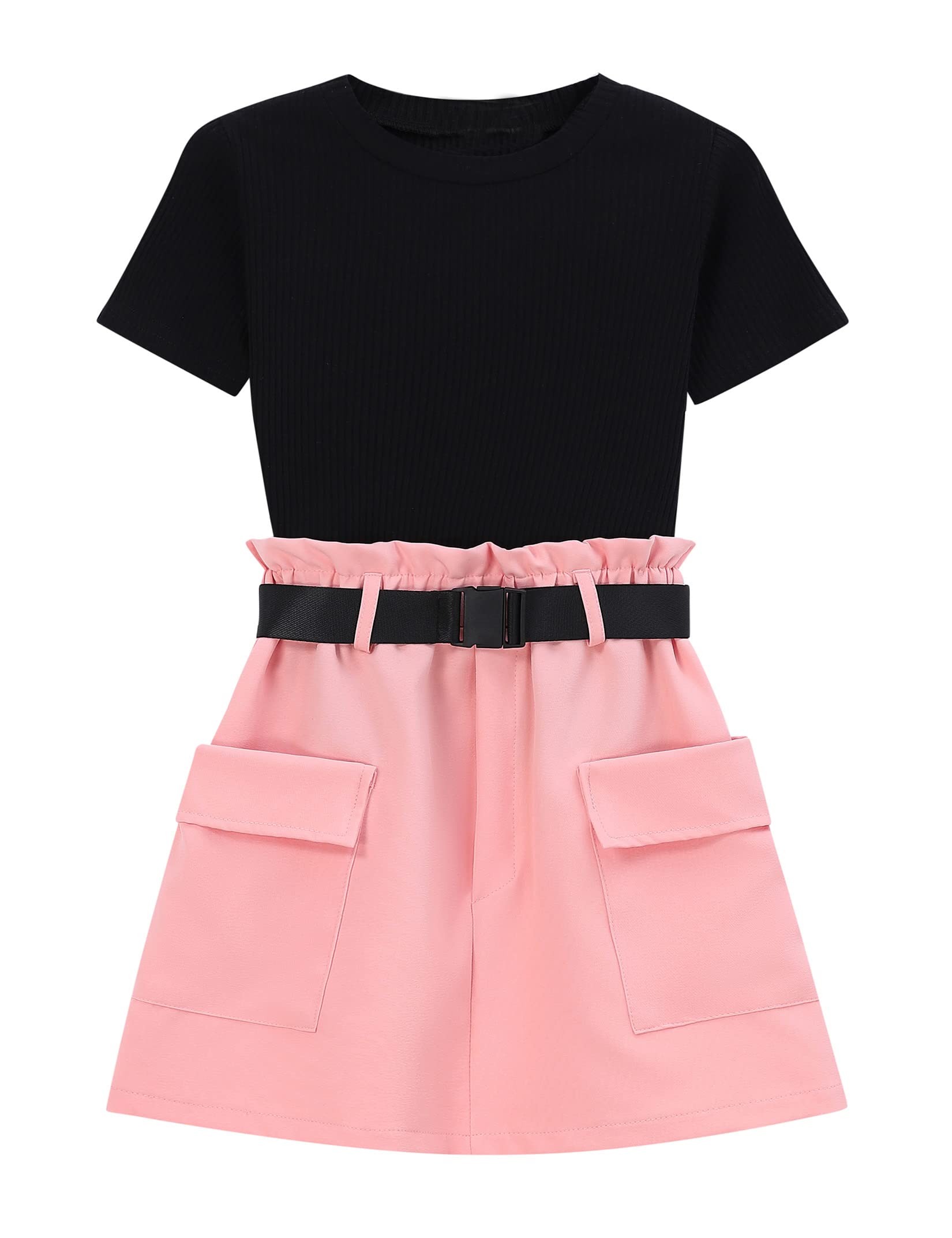 Girls Summer 2-Piece Outfit Set - Cute T-Shirt & Shorts Skirt Combo for Toddler & Kids | Perfect for Beach, Playdates & Outdoor Activities
