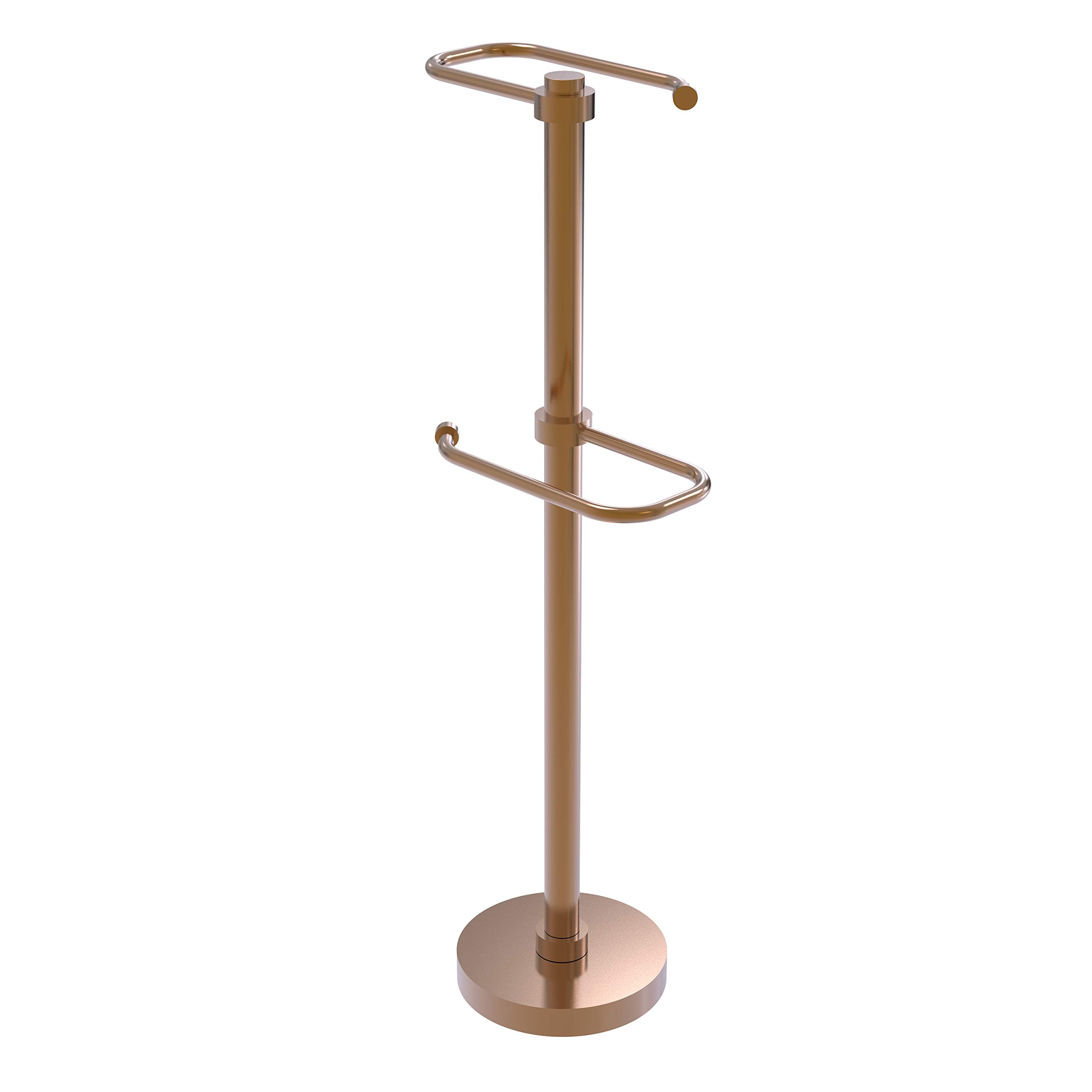 Allied Brass TS-26 Brushed Bronze Toilet Paper Holder - Free Two Roll Bathroom Tissue Stand for Modern Home Decor | Perfect for Bathroom, Powder Room & Guest Toilet Organization