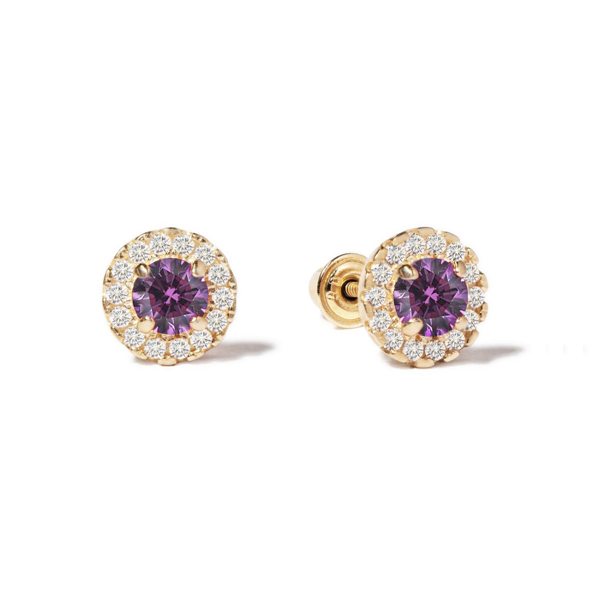 Birthstone Solitaire Halo Stud Earrings - Genuine Alexandrite Gemstone Jewelry for Women | Perfect Gift for Anniversary, Birthday & Special Occasions