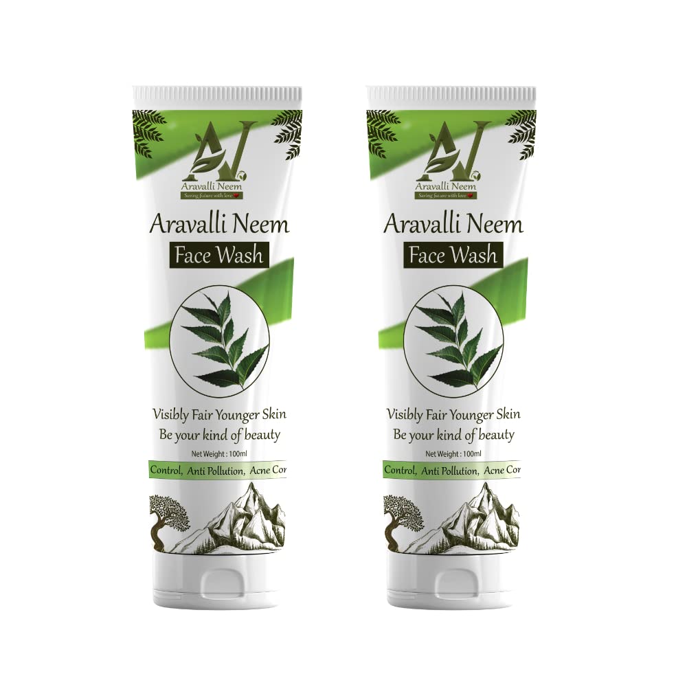 Aravalli Neem Face Wash for Oily & Acne-Prone Skin - 200ml (Buy 1 Get 1 Free 100ml) | Brightening & Clarifying Cleanser for Men & Women | Suitable for Normal to Sensitive Skin | Daily Skincare Routine & Morning/Evening Face Cleansing