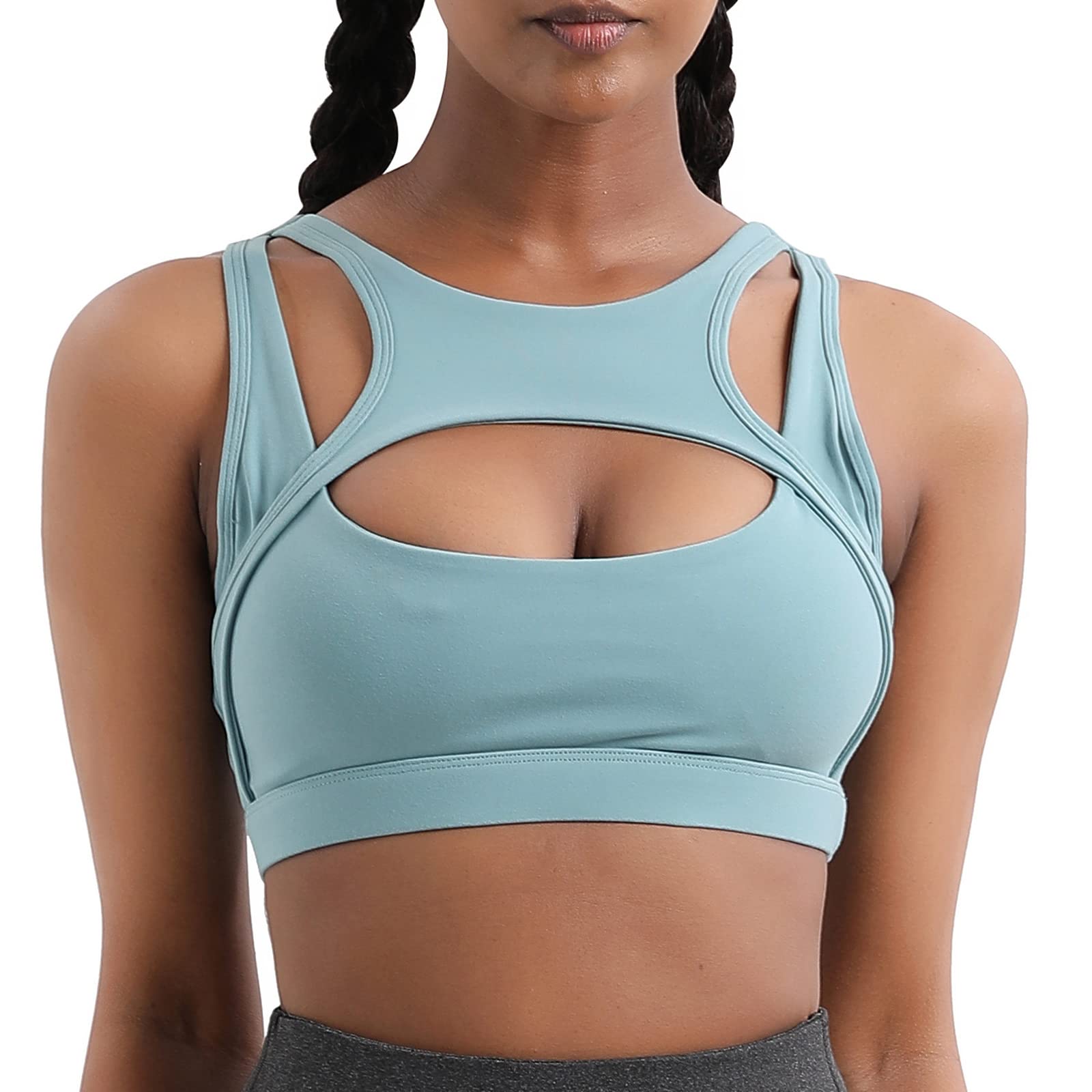 High Support Sports Bras for Women - Sexy Hollow Out Design with Removable Pads - Yoga, Gym & Running Workout Bra - Perfect for Training, Fitness & Active Lifestyle
