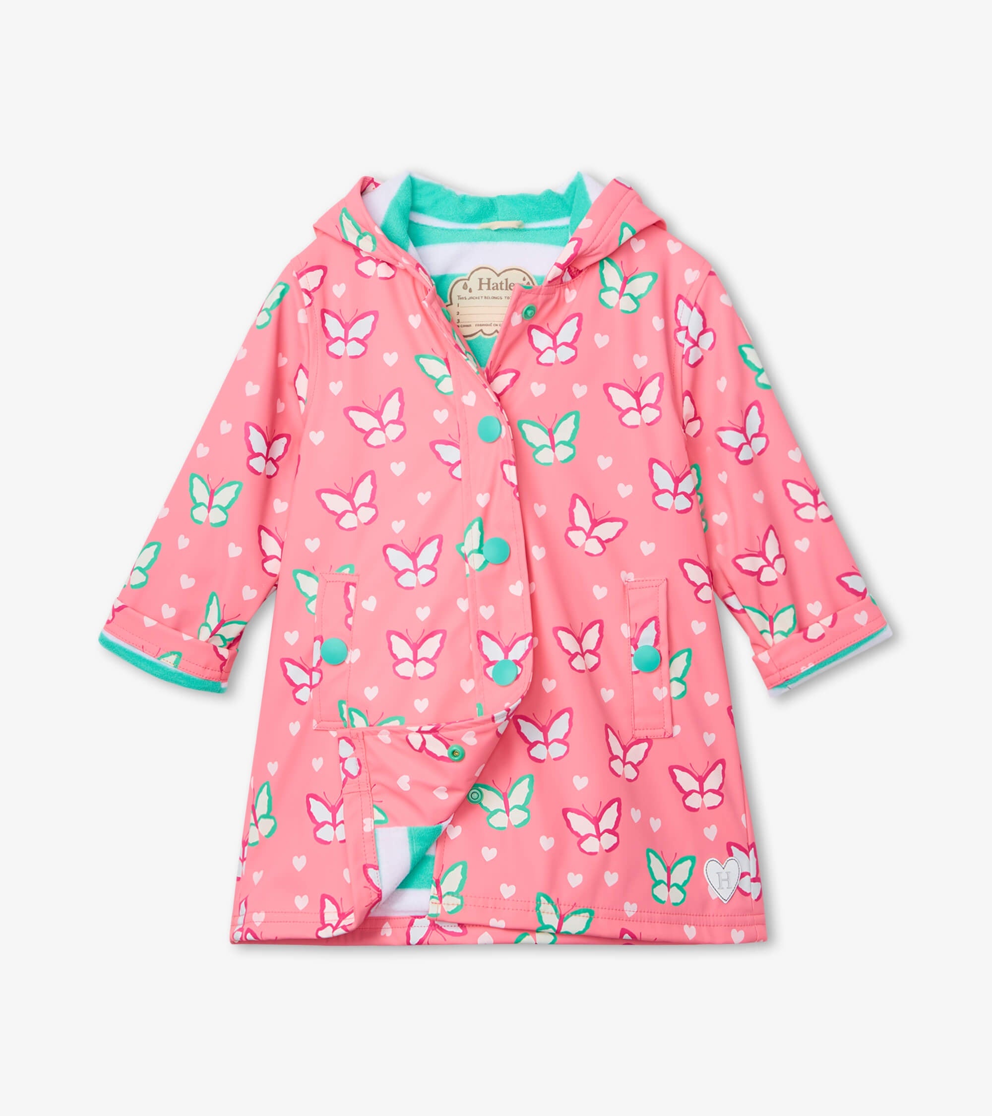 Hatley Color Changing Raincoat for Kids - Dainty Butterflies Pink Waterproof Jacket | Perfect for Outdoor Play, Rainy Day Adventures & Preschool Activities