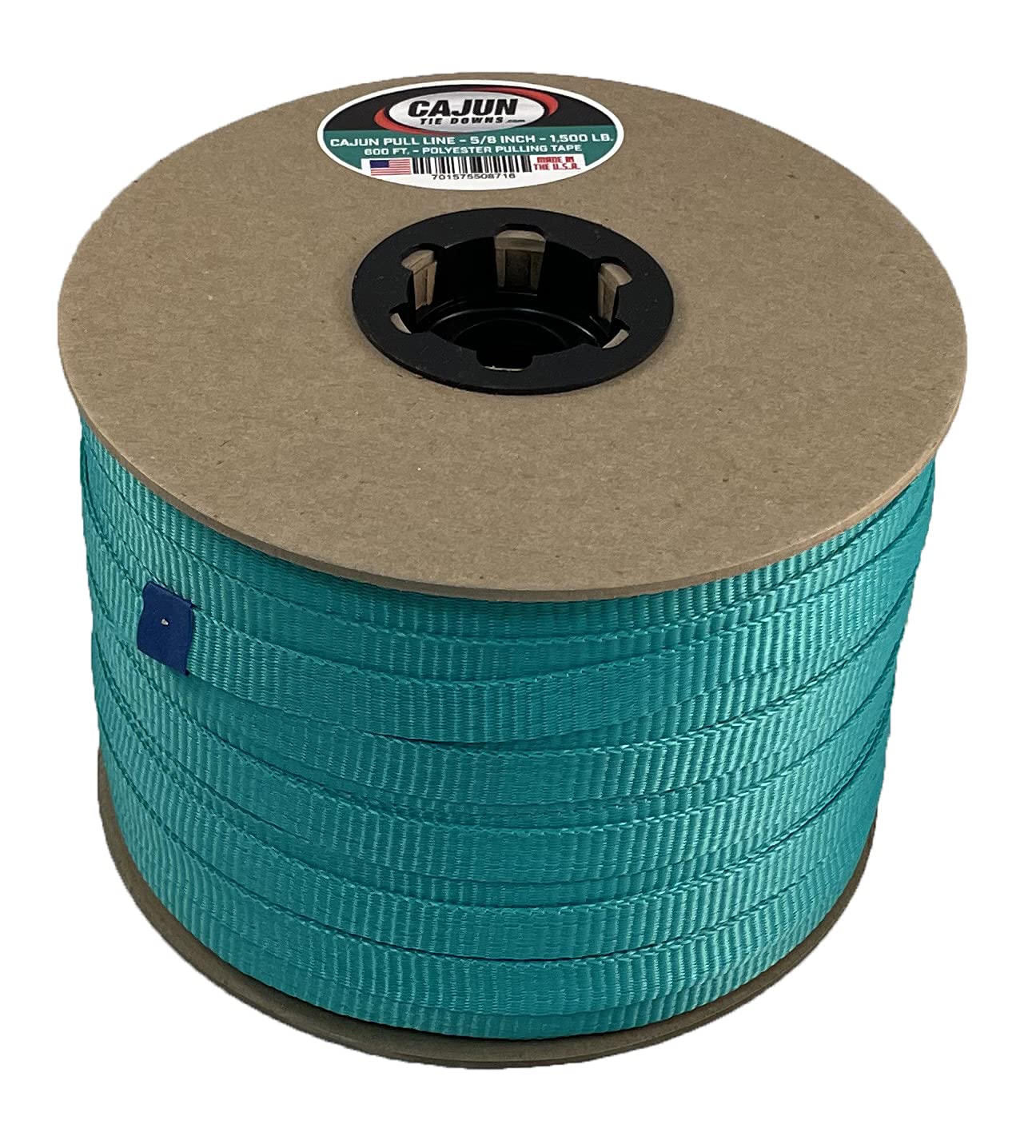 Cajun Pull Line - 5/8 Inch Black Polyester Pulling Tape - 1,500 lb. Strength - Made in USA - Ideal for Cable Installation, Construction & Utility Work