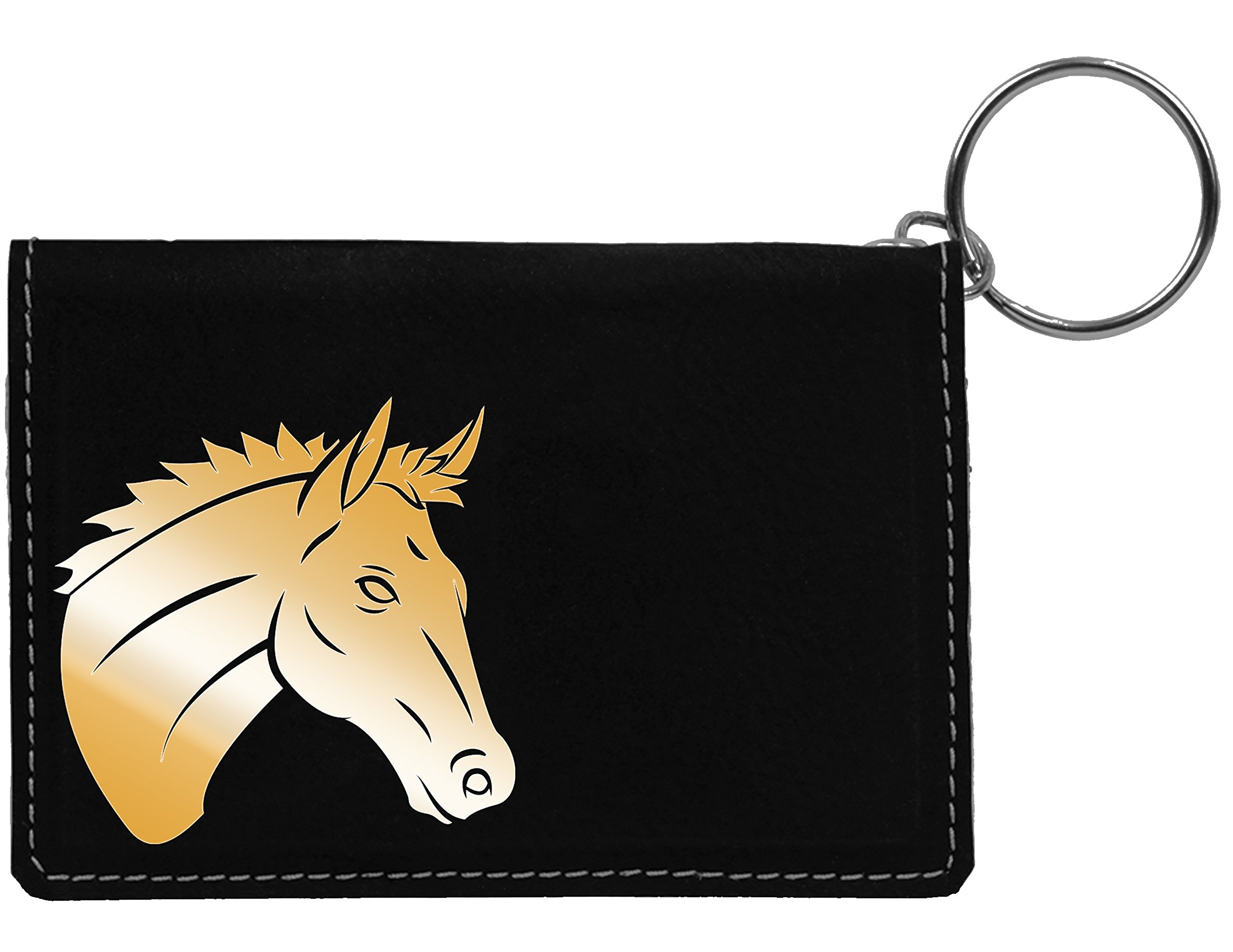Majestic Horse Laser Engraved Leatherette Keychain Wallet - Stylish Equestrian Gift for Men & Women - Perfect for Key Organization, Travel Accessories & Horse Lover Gifts