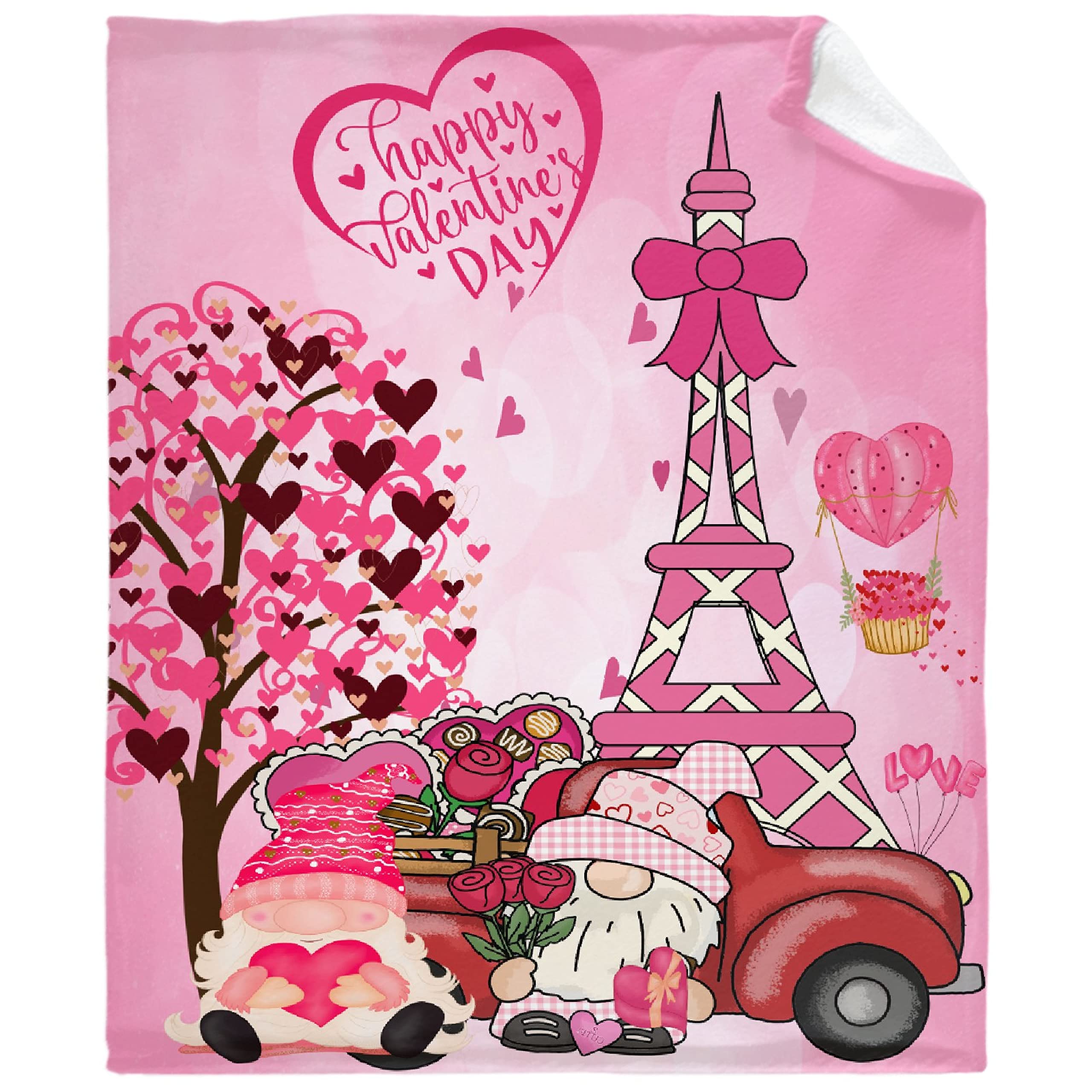 Valentine's Day Gifts for Her - Red Heart Flannel Throw Blanket (120