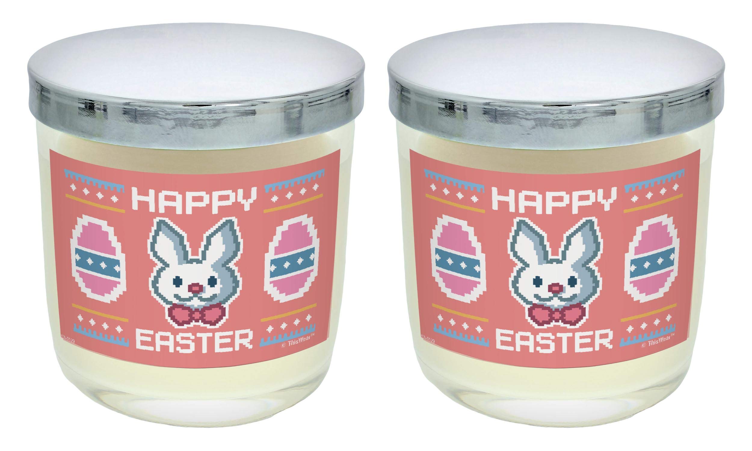 Retro 8-Bit Digital Easter Bunny Scented Candles 2-Pack - Apple Aromatherapy Candle Set for Women, Easter Party Decorations & Gifts - Perfect for Home Decor, Relaxation and Holiday Celebrations