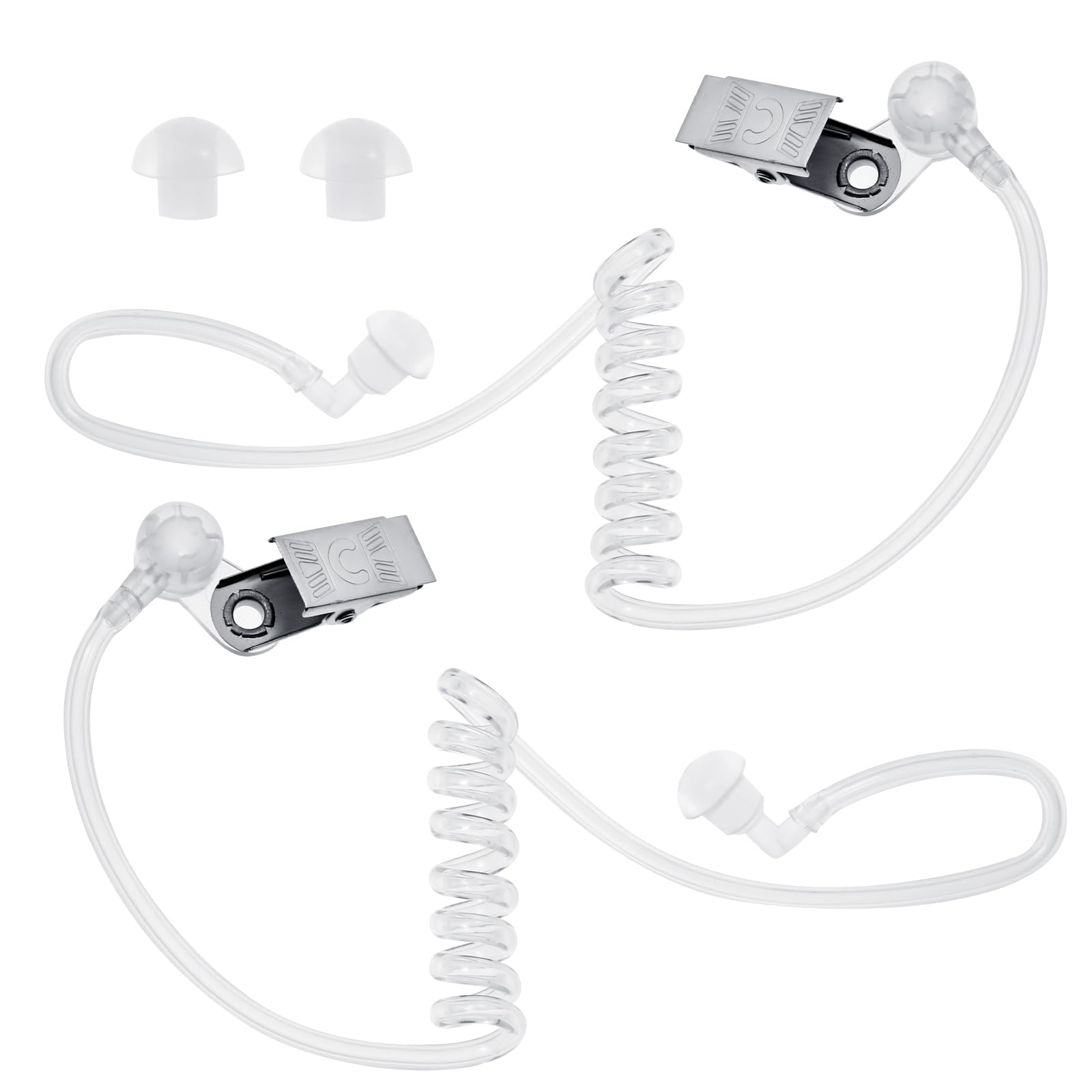 2pcs Spy Earpieces Toy for Cosplay - Fake Earpieces with Replacement Earplugs - Agent Security Guard Costume Accessories for Kids, Men & Women - Perfect for Halloween, Parties, Role Play and Themed Events