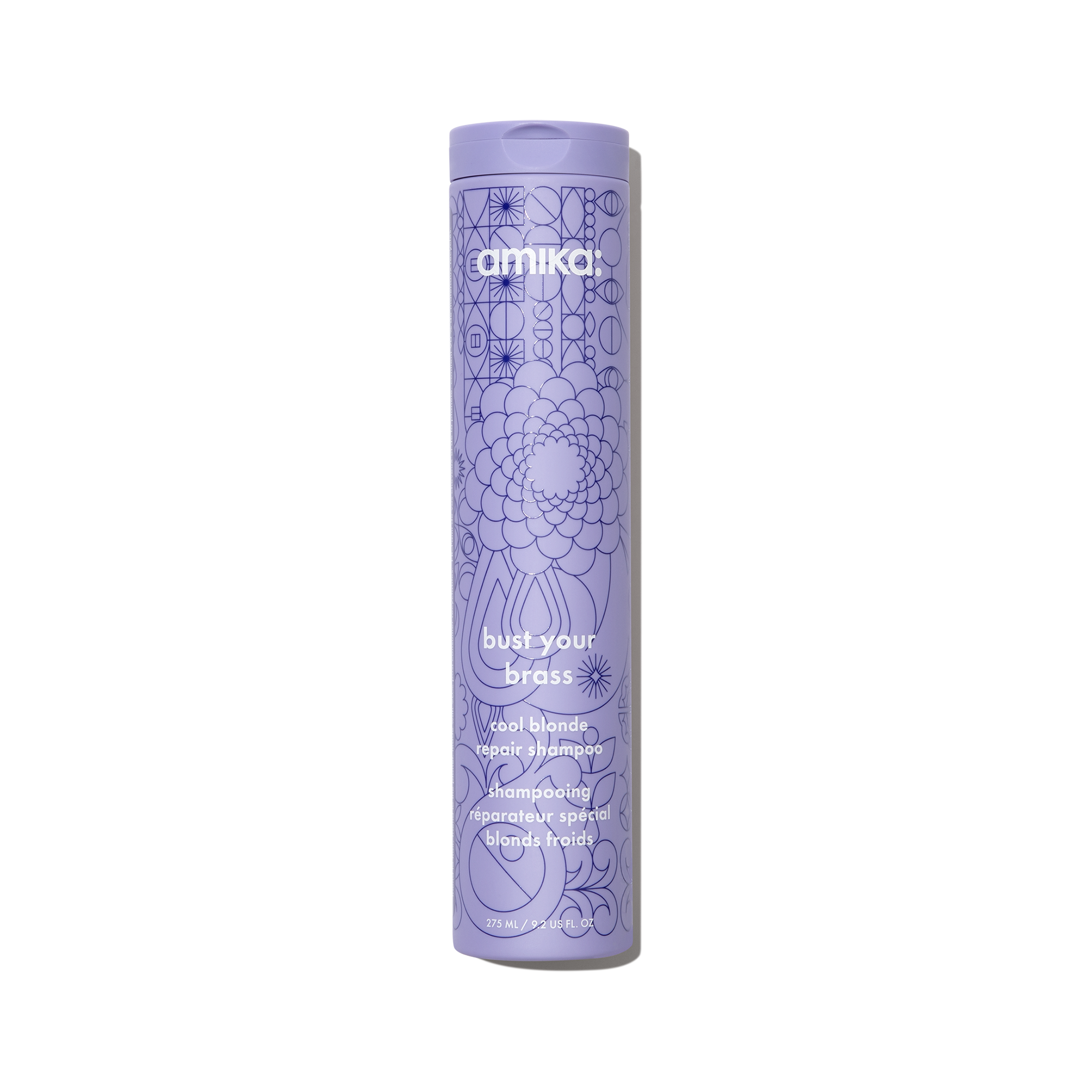 Amika Bust Your Brass Cool Blonde Shampoo - Purple Toning Shampoo for Blonde Hair, Neutralizes Brassiness & Yellow Tones - Perfect for Color-Treated, Bleached or Highlighted Hair at Home & Salon Use