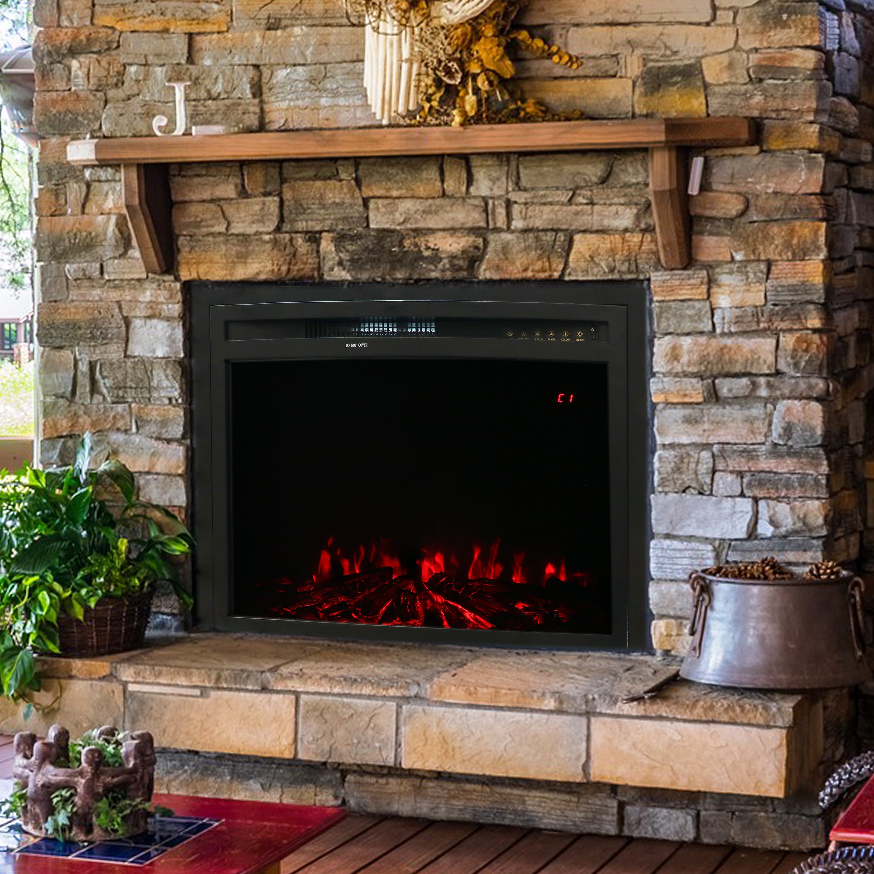 Modern Indoor Electric Fireplace Insert - 23 Inch Recessed or Wall Mounted - Realistic Flame Effect - Perfect for Living Room, Bedroom & Office - Energy Efficient & Safe Heating Solution