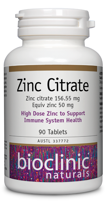 Bioclinic Naturals Zinc Citrate Supplement - 50mg High Absorption Zinc for Immune Support & Skin Health - Vegan, Non-GMO - Supports Wellness & Vitality (Great for Cold Season & Daily Immune Boost)