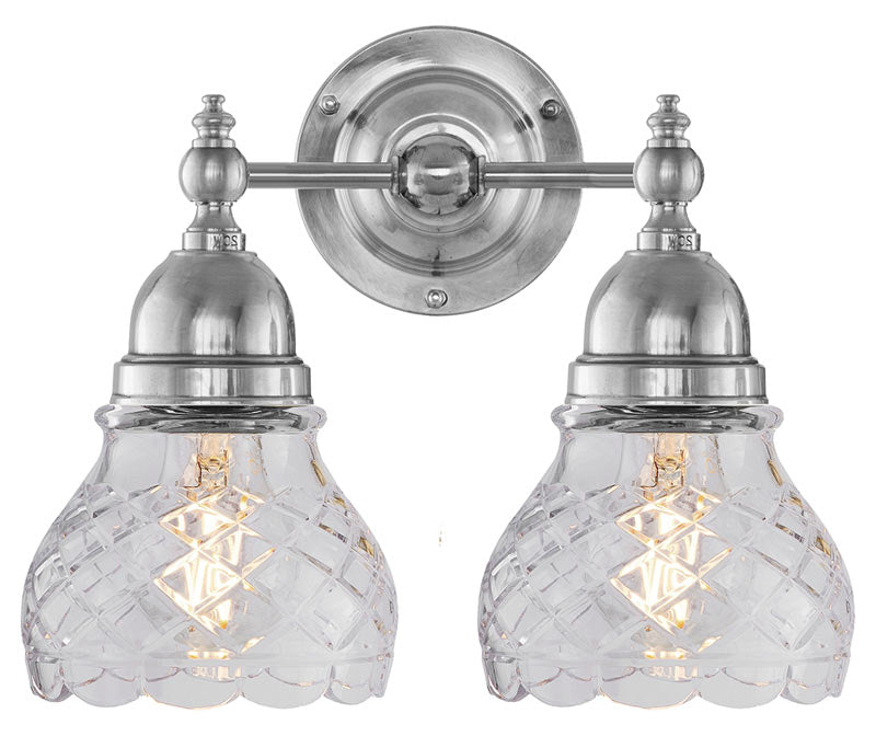 Bergman Nickel-Plated Clear Glass Bathroom Light Fixture - Elegant Vanity Lighting for Modern Bathrooms & Powder Rooms