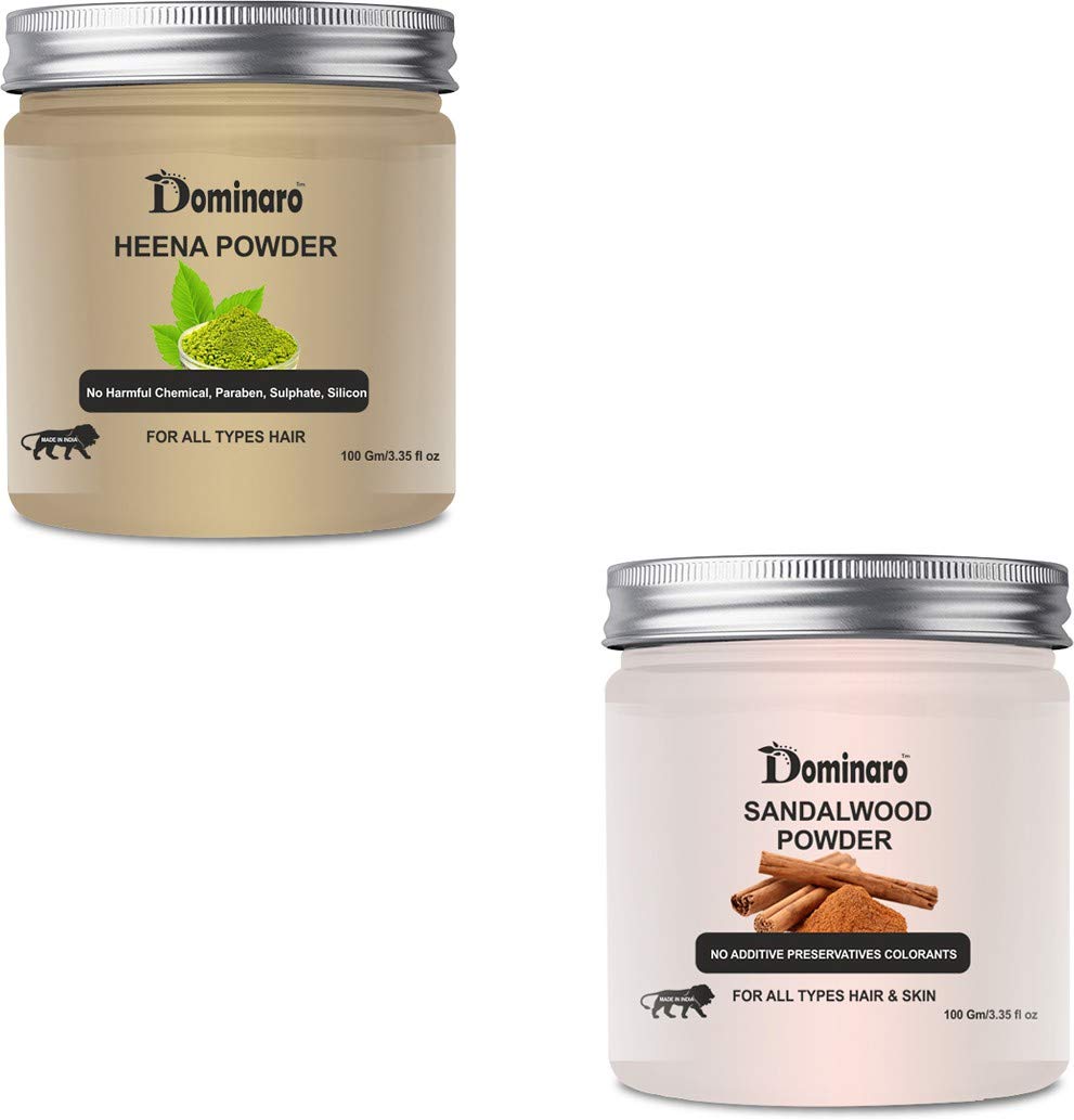 Organic Henna & Sandalwood Powder for Skin & Hair Care - 200g Combo Pack for Natural Beauty
