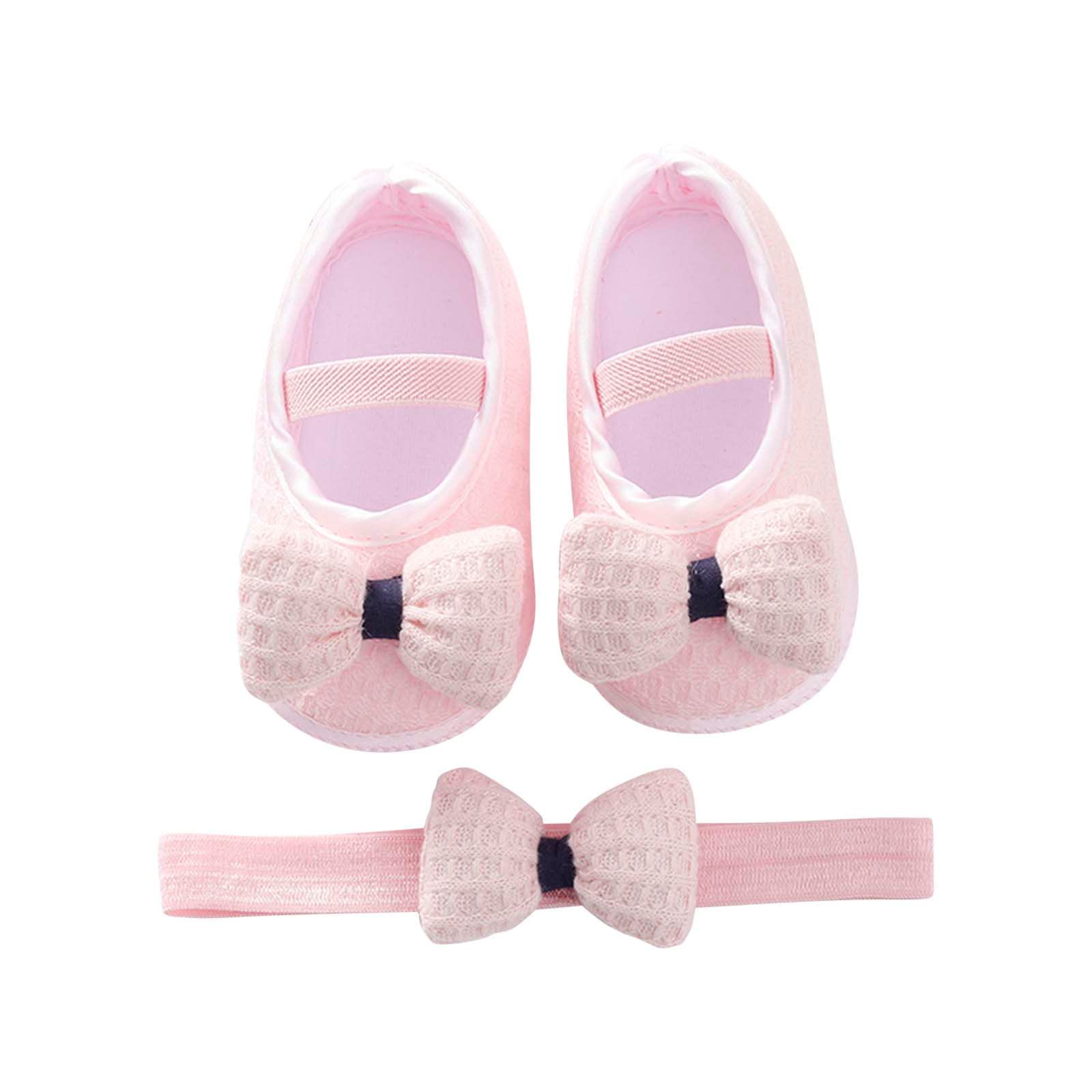 Baby Princess Shoes with Headband - Soft Sole Anti-Slip Walkers for Toddlers - Perfect for First Steps & Parties
