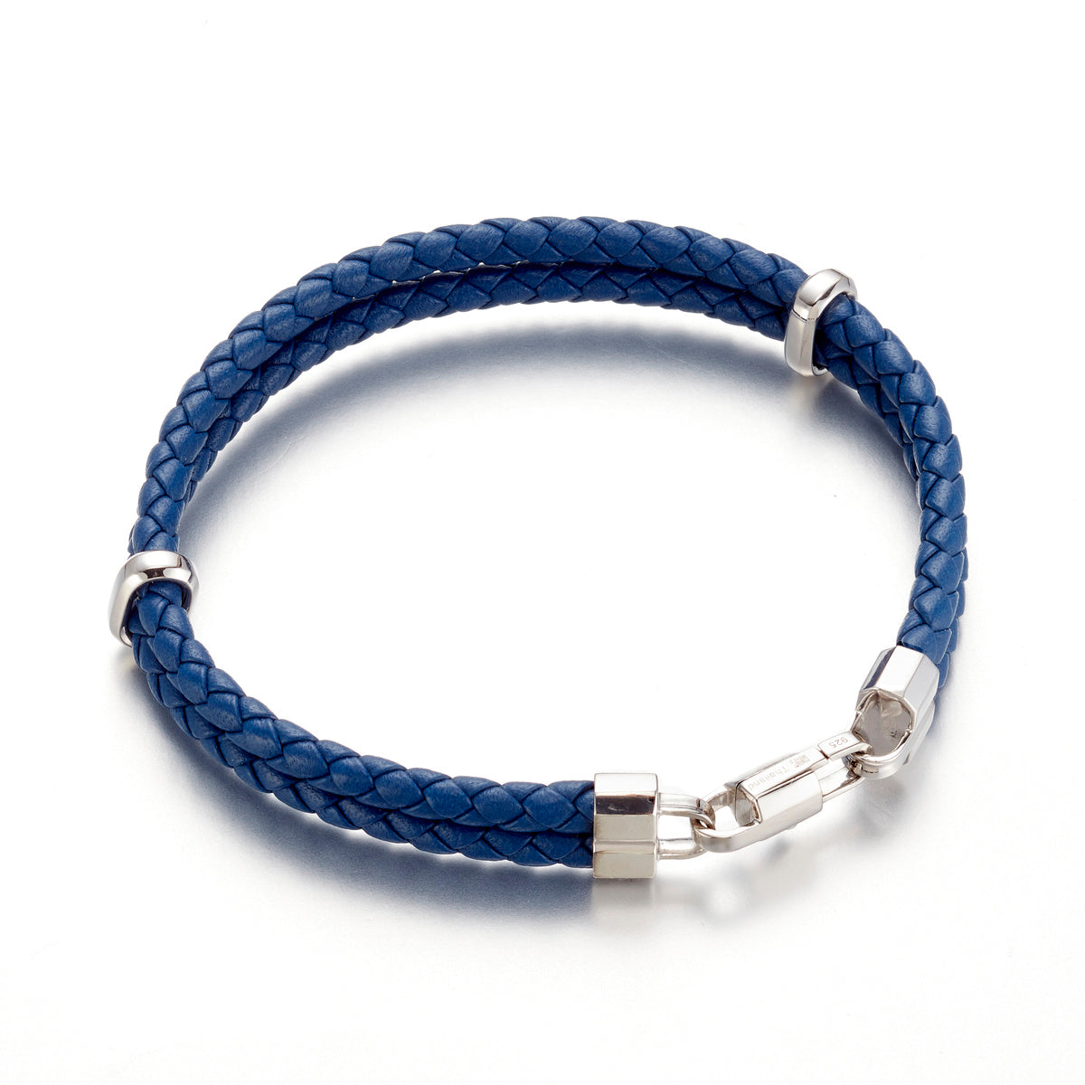 Men's Navy Double Braided Leather Bracelet - Handmade Adjustable Wristband for Casual Wear, Gifts & Everyday Style Accessories
