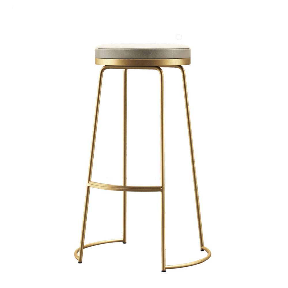 Stylish Iron Bar Stool with Gold Finish & Leather Cushion - Durable Metal Frame for Restaurants, Bars, Beauty Salons & Home Decor | Perfect for Kitchen Islands, Pub Settings & Commercial Use