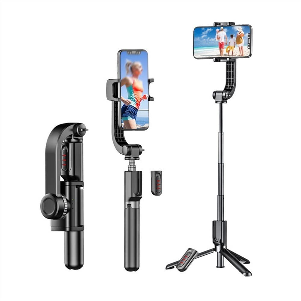 SMSOM Adjustable Phone Tripod Stand with Wireless Remote & 360° Rotation - Portable Selfie Stick & Phone Holder for iPhone Android - Perfect for Vlogging, Live Streaming, Video Recording & Group Photos (Black)