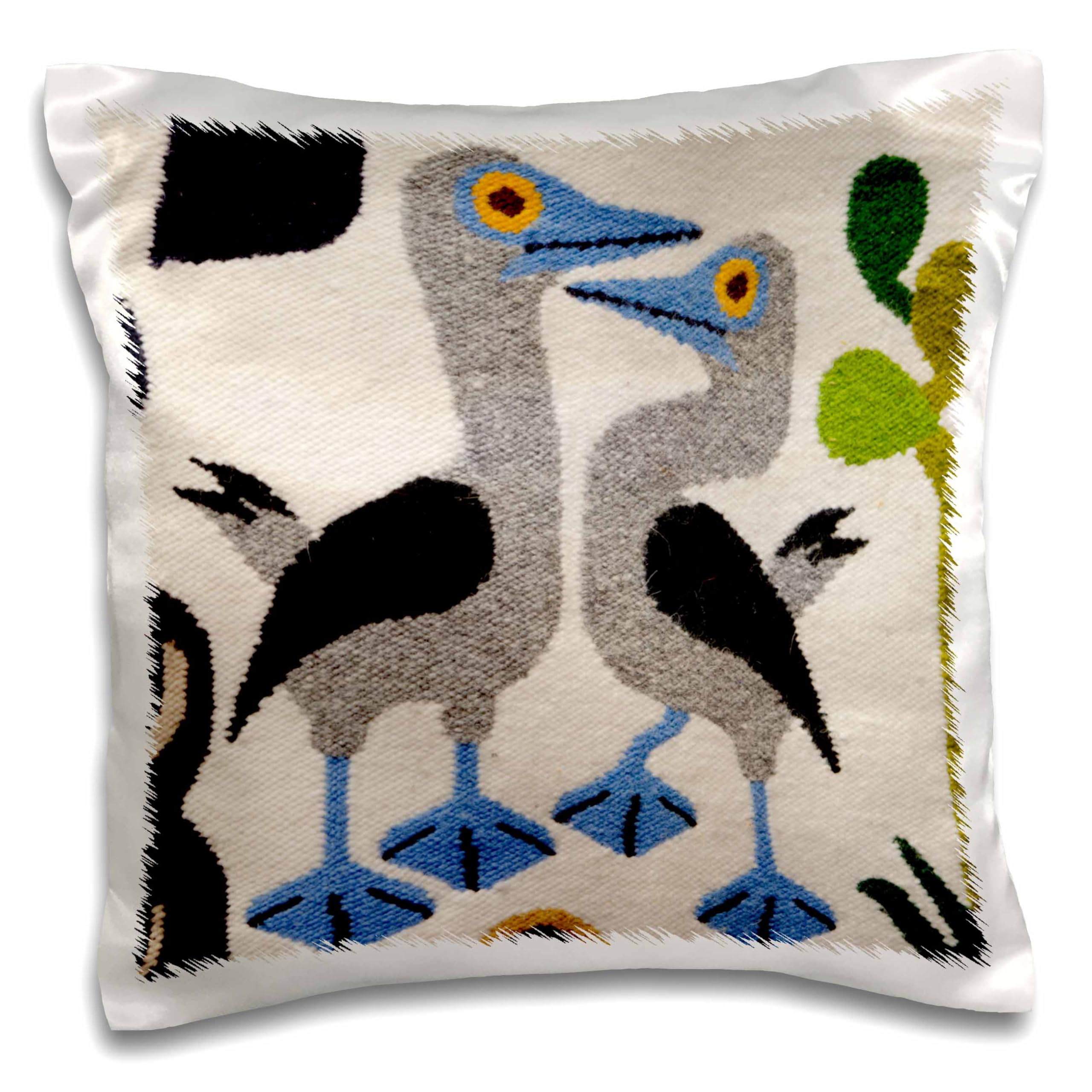 3D Rose Ecuador Quito Otavalo Wool Souvenir Rug with Galapagos Wildlife - 16x16 Inch Decorative Pillow Case for Home Decor, Living Room, Bedroom, Sofa Throw Pillow Cover