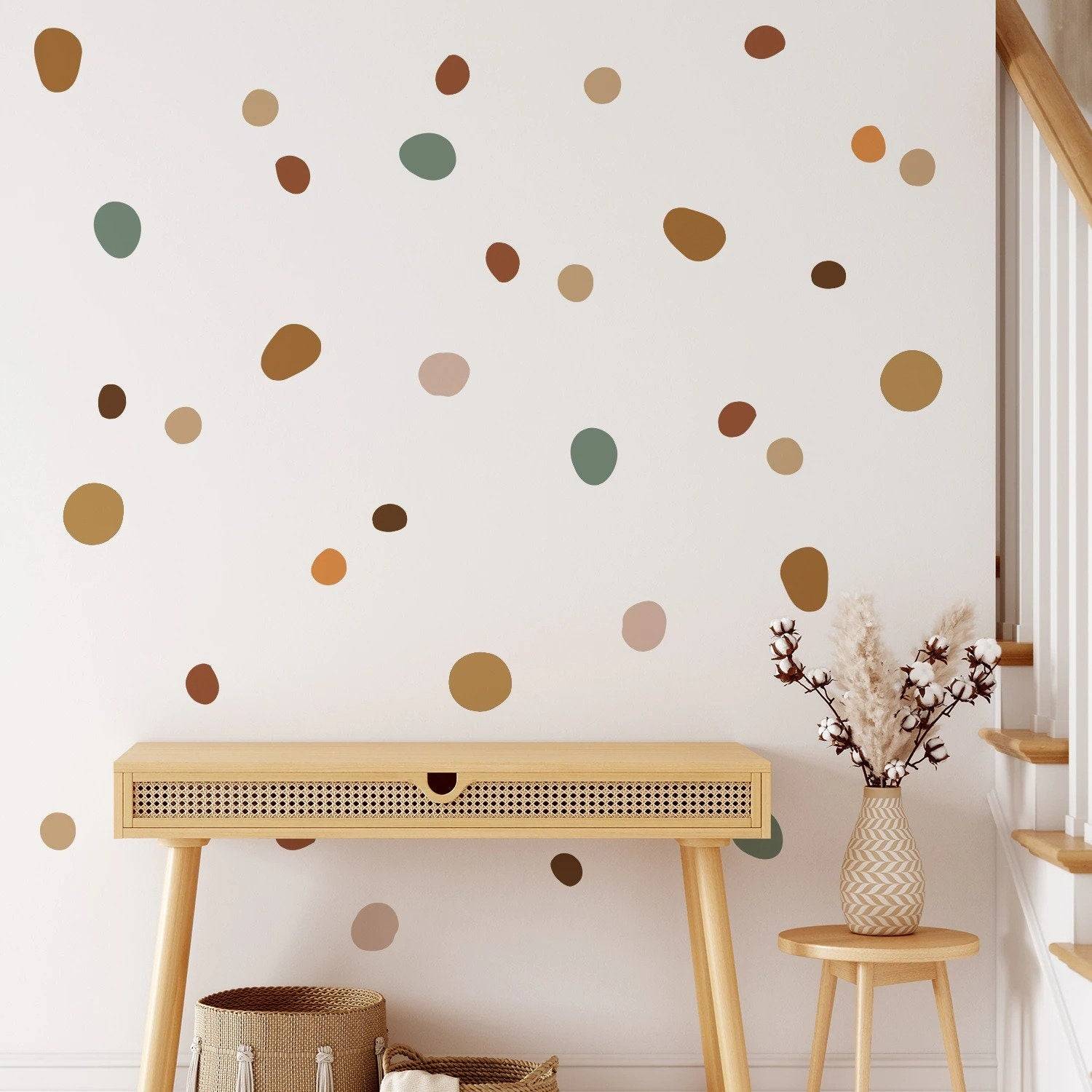 Boho Nursery Polka Dot Wall Decals for Kids - Removable Polka Dot Pebbles Wall Stickers for Baby Room, Playroom & Nursery Decor (12-Pack) | Perfect for Nursery Walls, Kids' Bedrooms & Play Areas