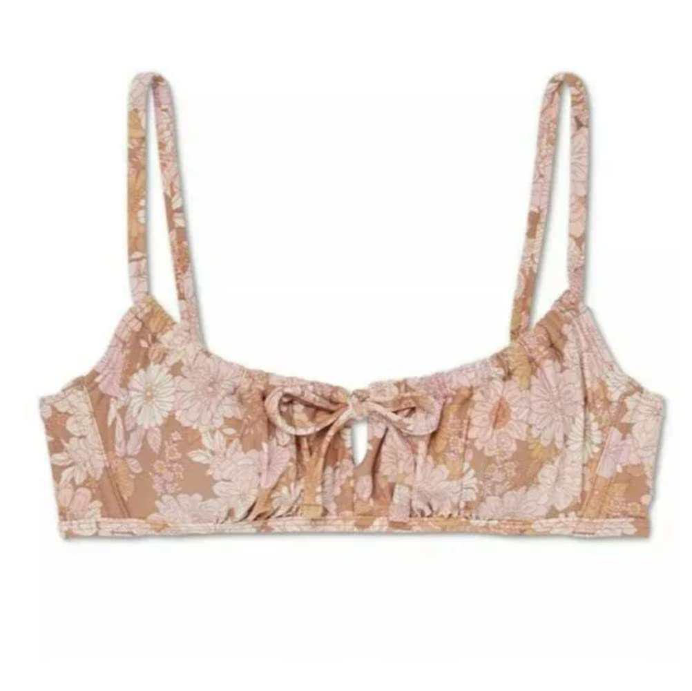 Xhilaration Juniors' Tie-Front Bralette Bikini Top for Women - Sexy Swimwear for Beach, Pool & Summer Vacation