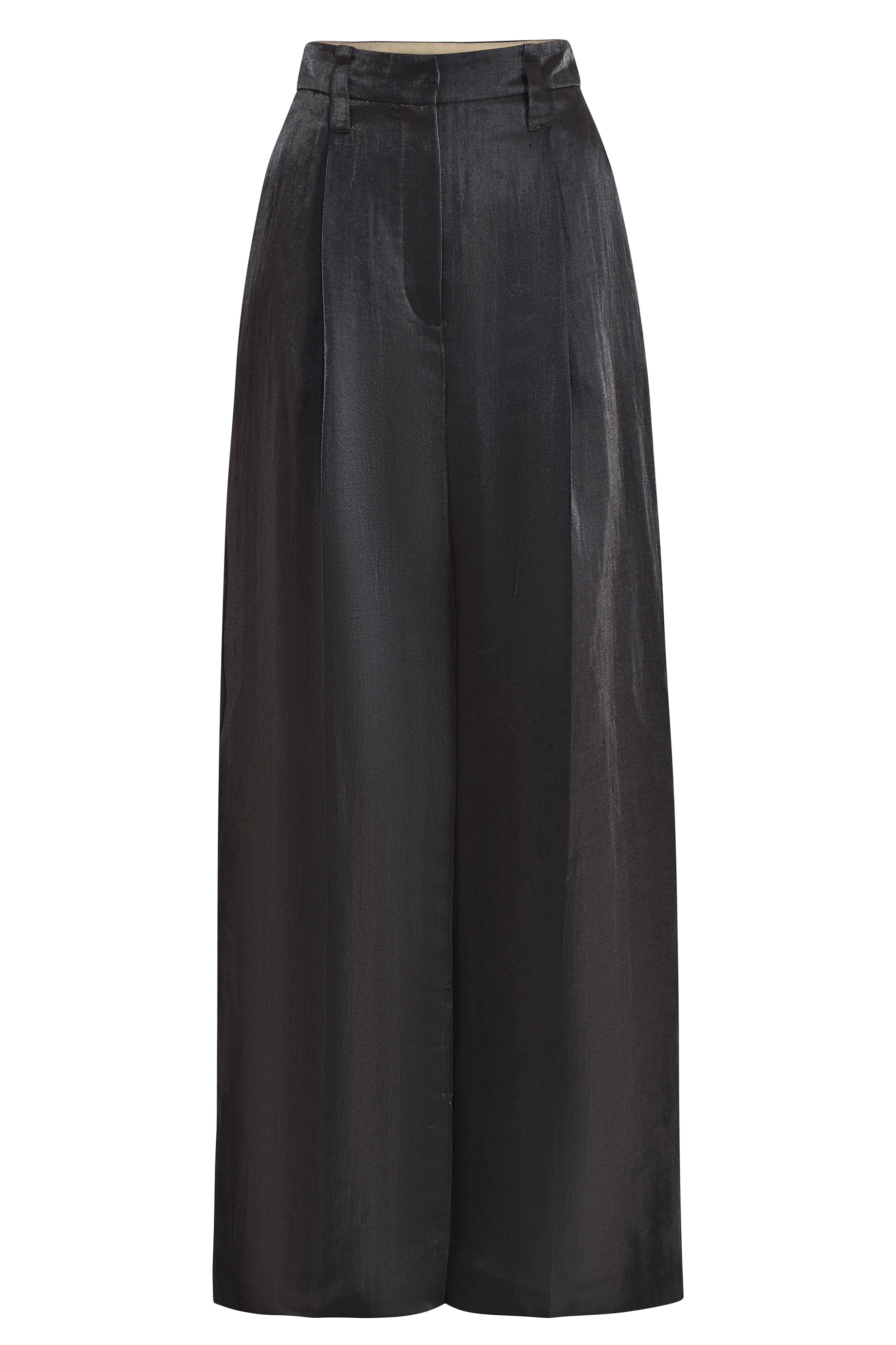 Alysi Deloris Women's High Waisted Stretch Pants - Charcoal Gray for Work, Office & Casual Wear