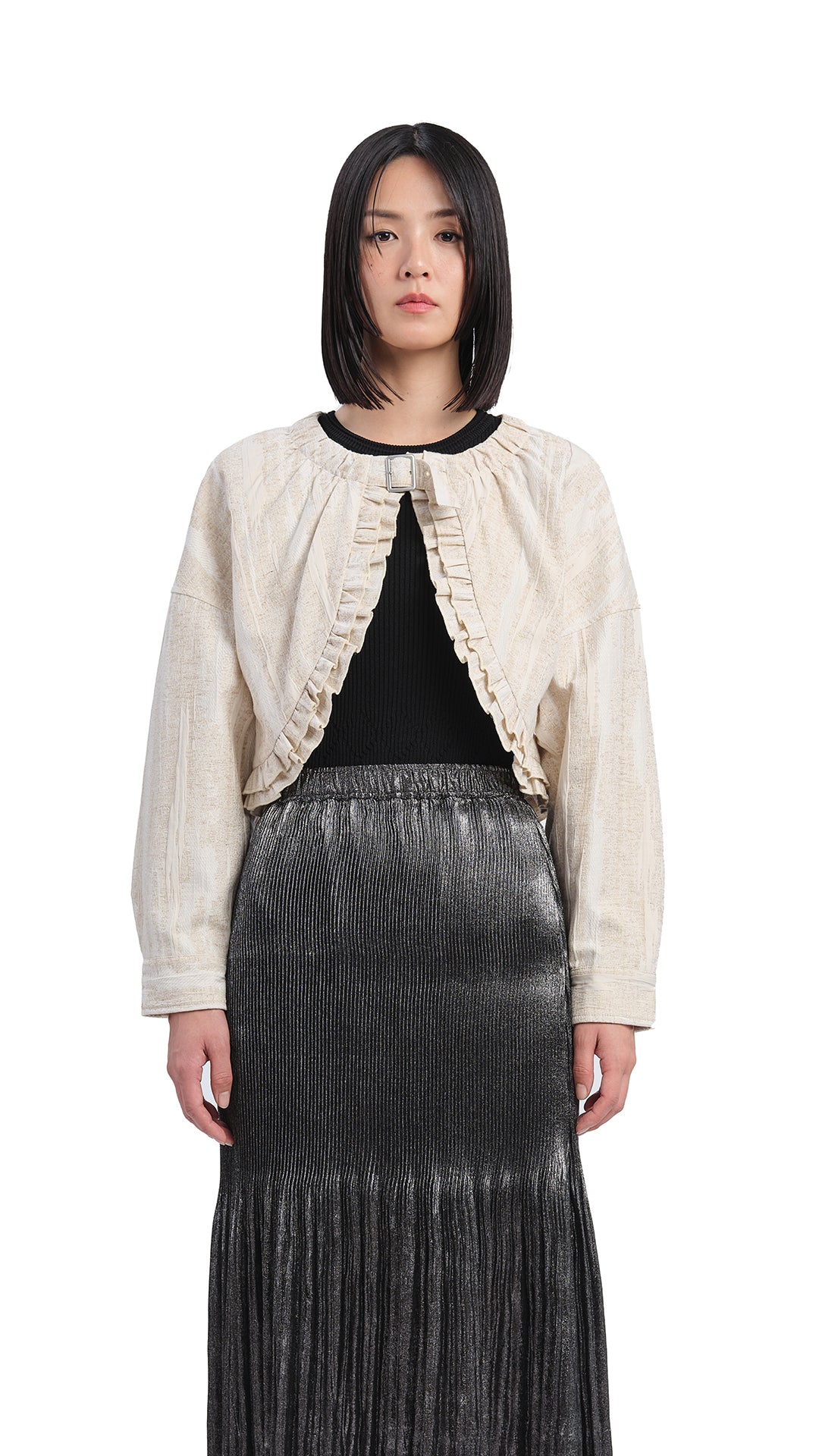 Women's Cropped Ruffles Jacket - Stylish Short Blazer with Frill Details for Spring & Summer | Perfect for Office Wear, Date Nights & Casual Outfits