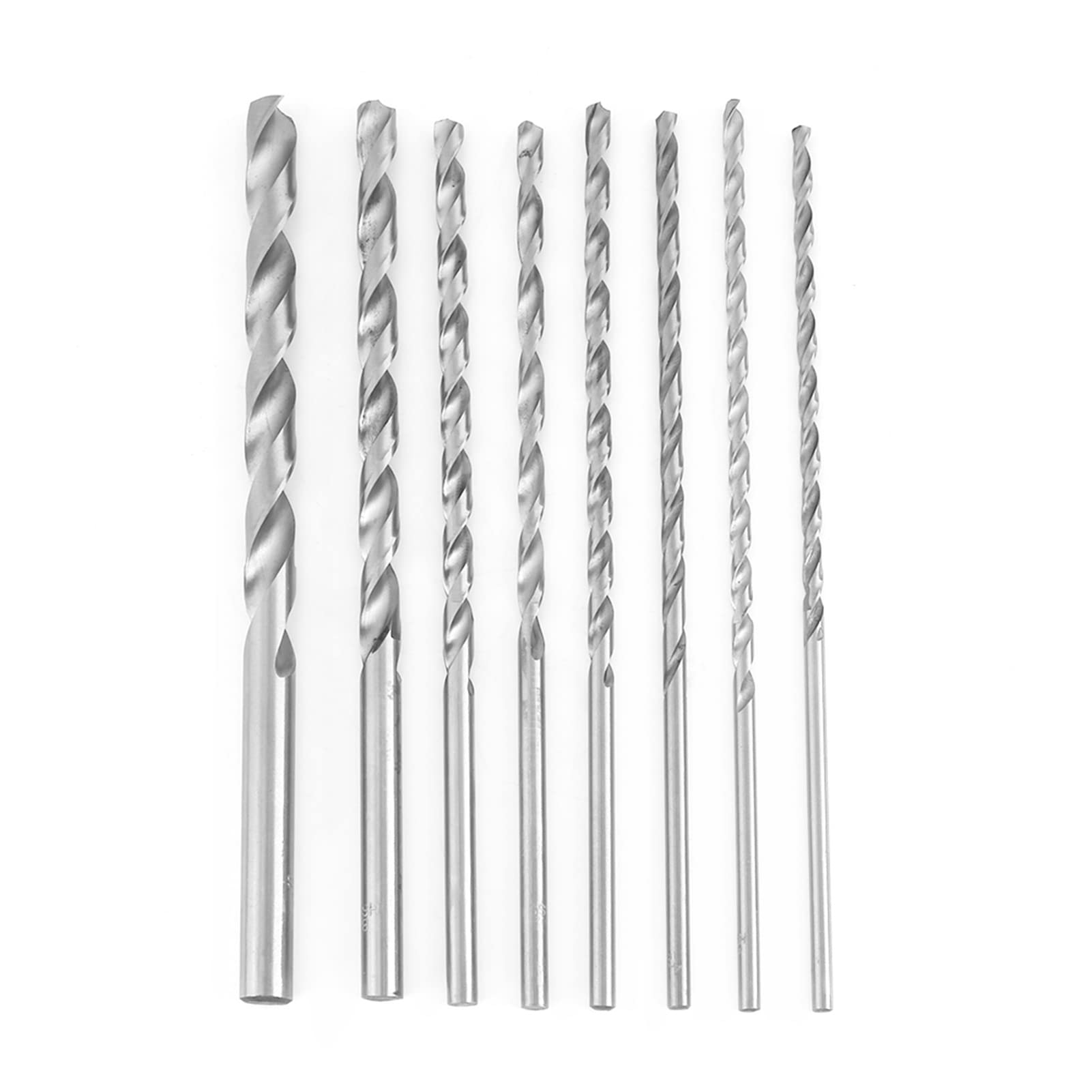 8pcs 200mm High Speed Steel Straight Shank Drill Bit Set - Wood, Plastic & Aluminum Jobber Drill Bits for DIY Projects & Professional Woodworking