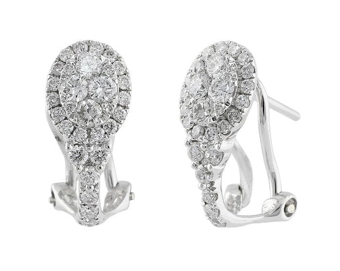 18K White Gold Diamond Teardrop Lever Back Earrings for Women - Elegant Dangle Drop Ear Jewelry for Wedding, Party & Special Occasions