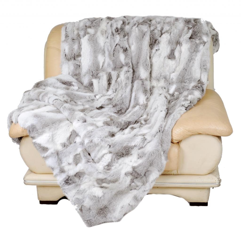 Custom Made 130x150cm Natural Rabbit Real Fur Rug - Soft Grey Luxury Carpet for Living Room, Bedroom & Home Decor