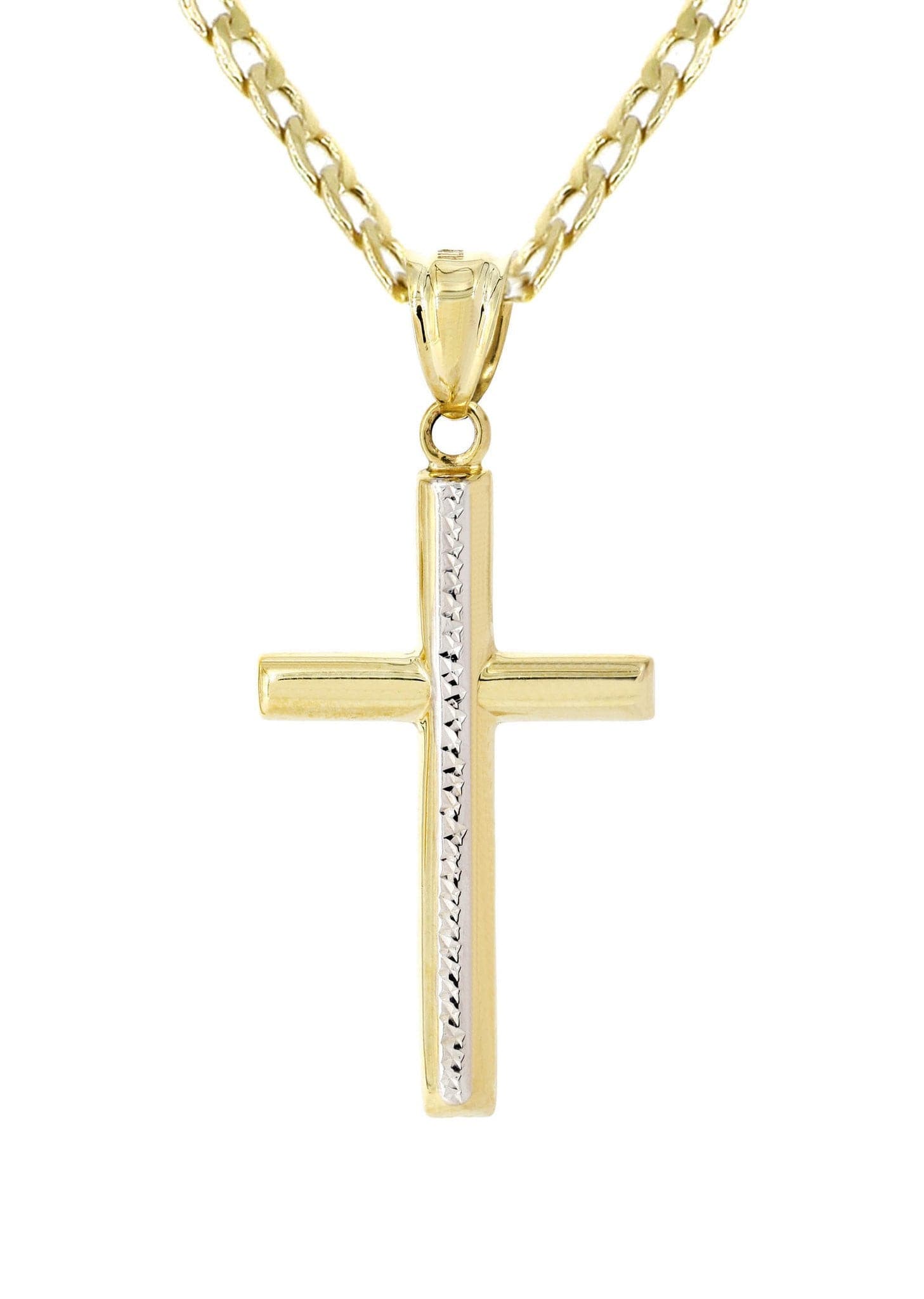 10K Gold Cross Necklace for Men - 6.5 Grams Solid Gold Religious Pendant with 18