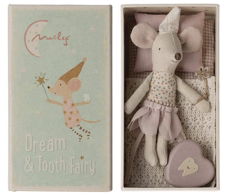 Maileg Tooth Fairy Mouse - Little Sister in Matchbox | Adorable Collectible Doll for Kids | Perfect Gift for Tooth Fairy Visits & Pretend Play