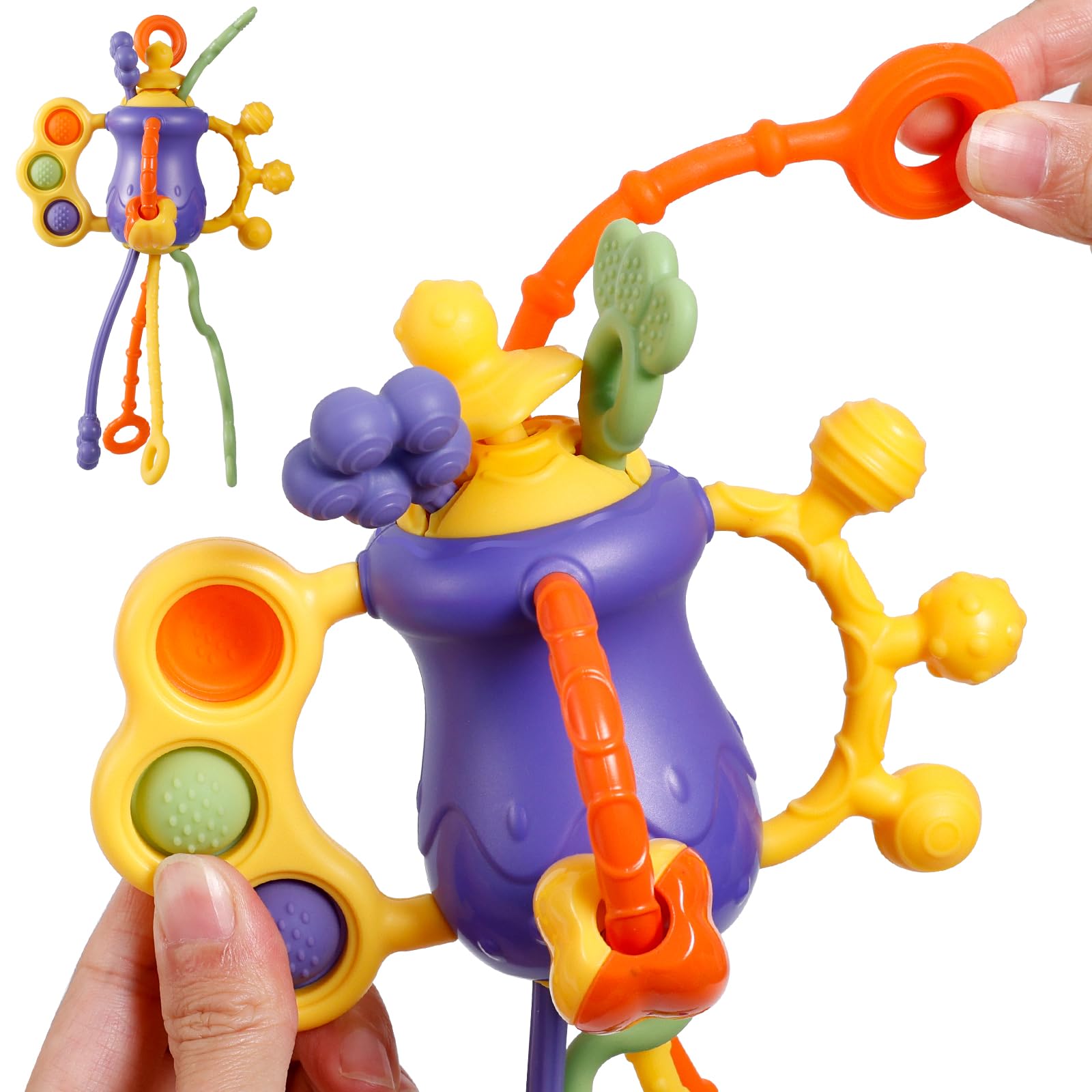 Baby Travel Essentials: Airplane Toys for 6-12 Months, Car Seat Teether Mittens with Rattle, Sensory Toys for 1 Year Old Boys & Girls, Easter Basket Stuffers, Autism-Friendly Toddler Toys for Home & On-the-Go