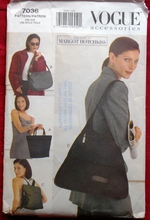 Vogue Pattern 7036 - Stylish DIY Handbag Sewing Pattern for Women | Fashion Accessories Making | Perfect for Evening Bags, Tote Bags & Clutch Purses