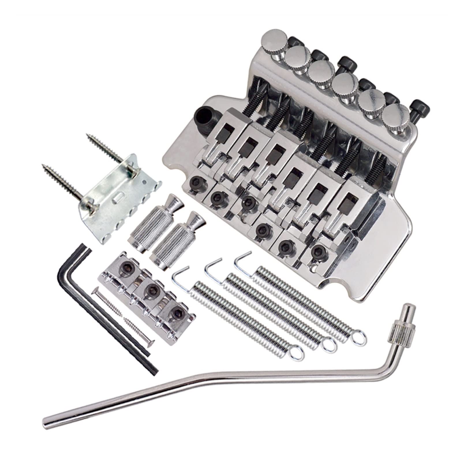 ZYZYZY Tremolo Bridge System for Electric Guitar - 6 String Double Roll Tailpiece Saddle Replacement Part (Silver) | Perfect for Guitar Upgrades & Rock Performances