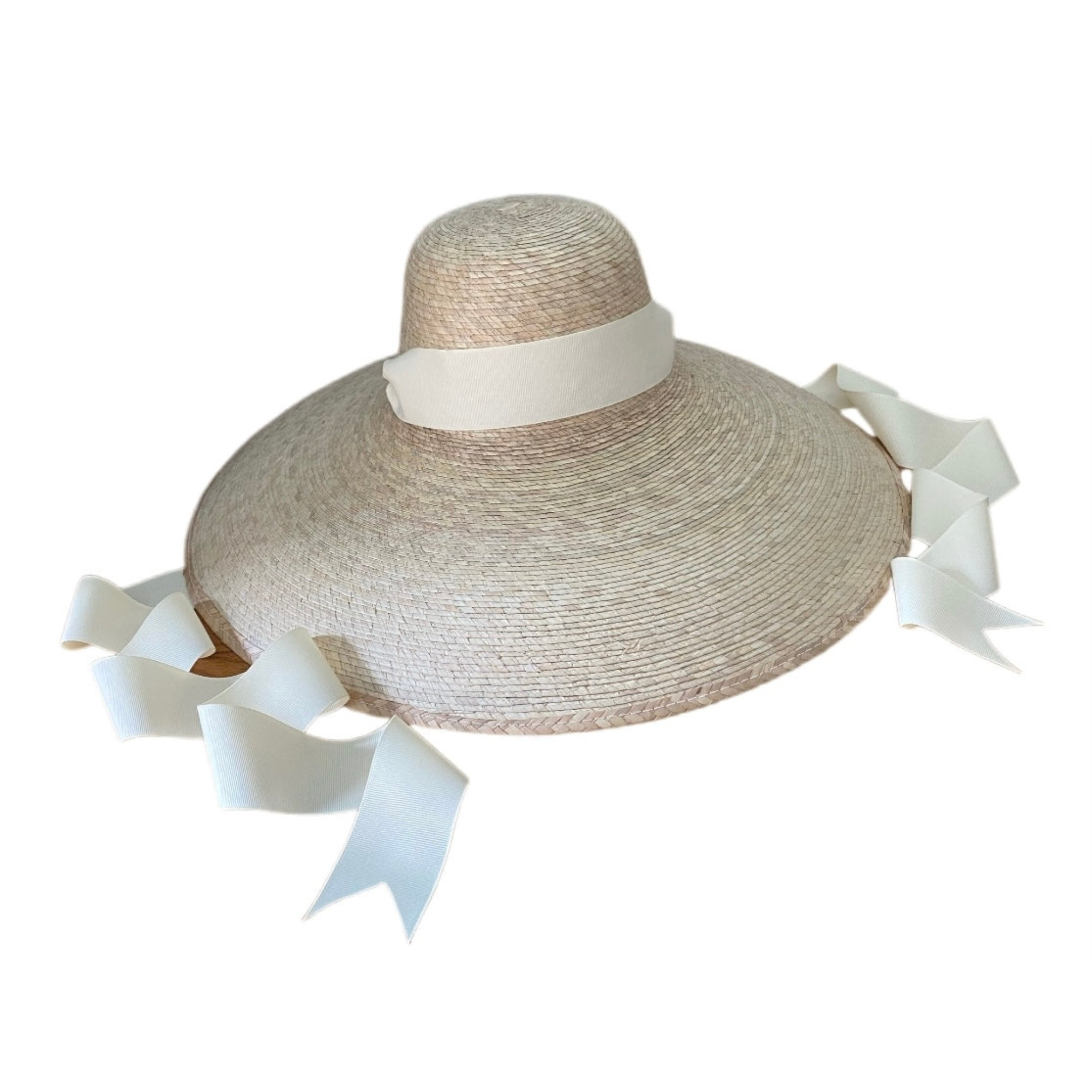 Women's Daisy Sun Hat with Long Ivory Grosgrain Ribbon - UV Protection Wide Brim Floppy Beach Hat for Summer, Gardening, and Outdoor Activities