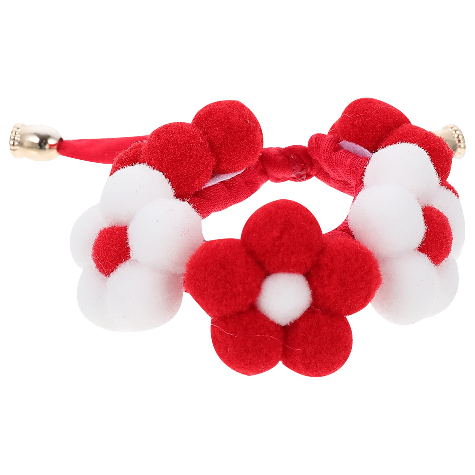 Balacoo Floral Breakaway Cat Collar with Pom Pom & Bell - Adjustable Pet Collar for Small Dogs & Cats - Christmas Costume Accessory (Red/White, XS) - Perfect for Holiday Photos & Safe Playtime