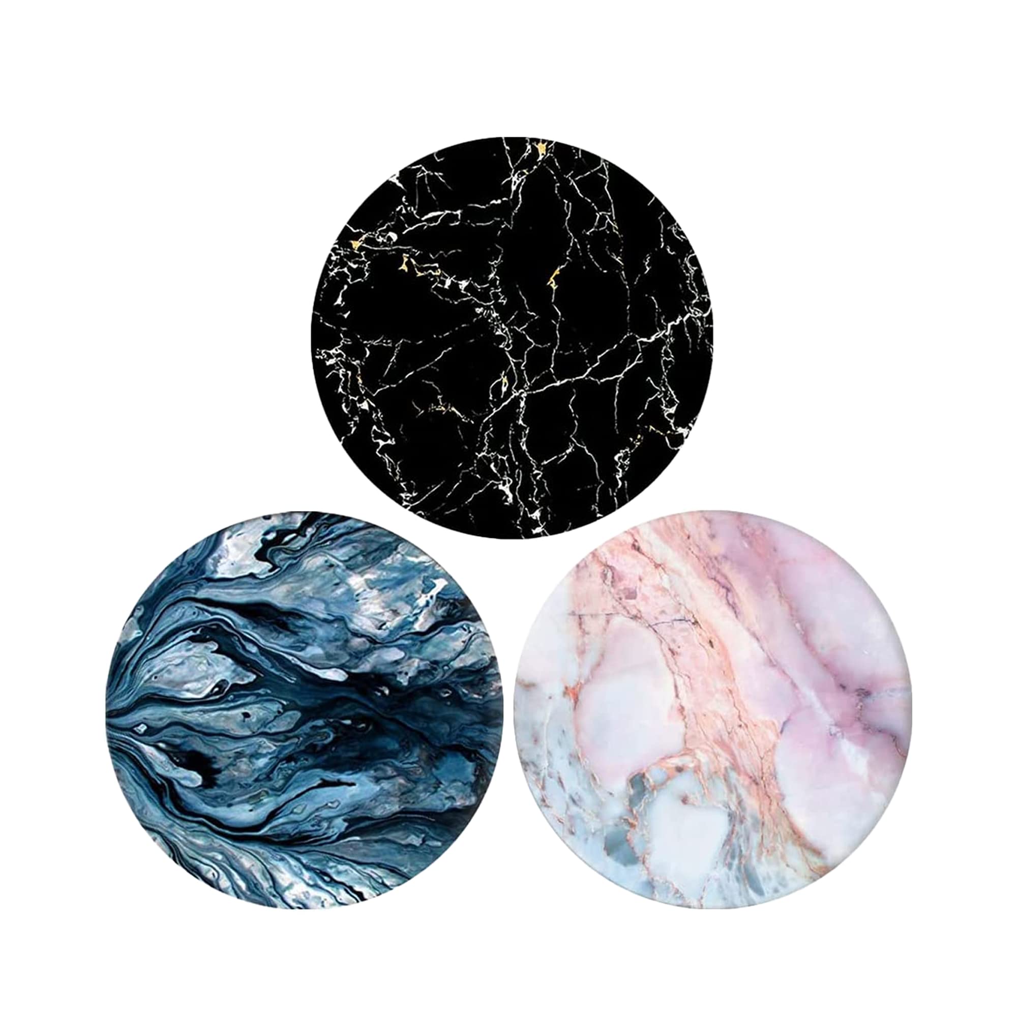 Expanding Phone Mount Grip Holder for Cellphone, Collapsible Stand (3 Pack) - Colored Marble Design for Home, Office, and Car Use