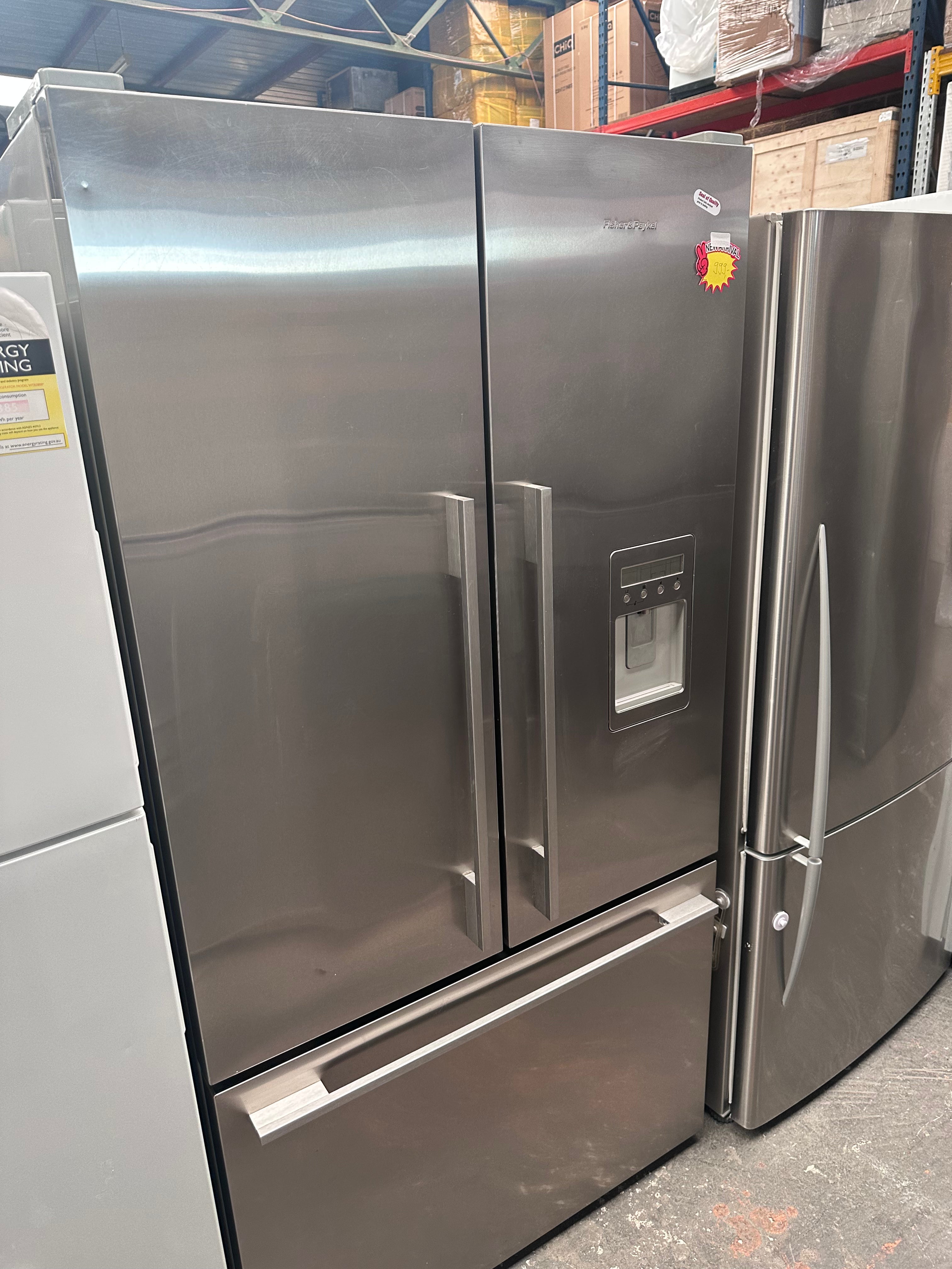Fisher & Paykel 610L French Door Refrigerator with Water & Ice Dispenser - Certified Refurbished | Perfect for Modern Kitchens & Large Families