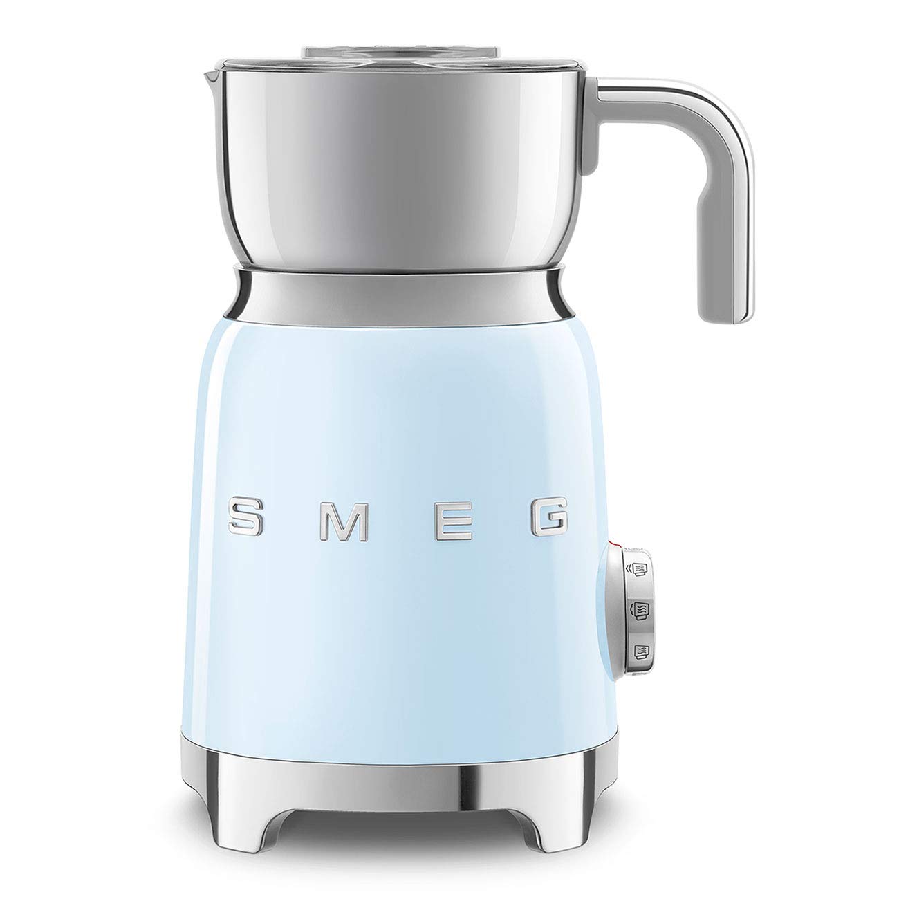 SMEG Retro 50's Style Electric Milk Frother with 2 Disks & 6 Preset Programs - Hot/Cold Frothing & Induction Heating for Lattes, Cappuccinos - Pastel Blue (Perfect for Home Baristas & Coffee Lovers)