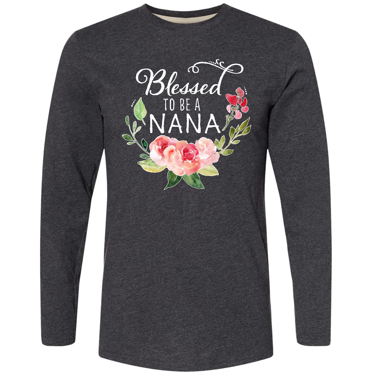 Blessed to Be a Nana Floral Long Sleeve T-Shirt - Comfortable Cotton Top for Grandmothers, Perfect for Family Gatherings & Casual Outings